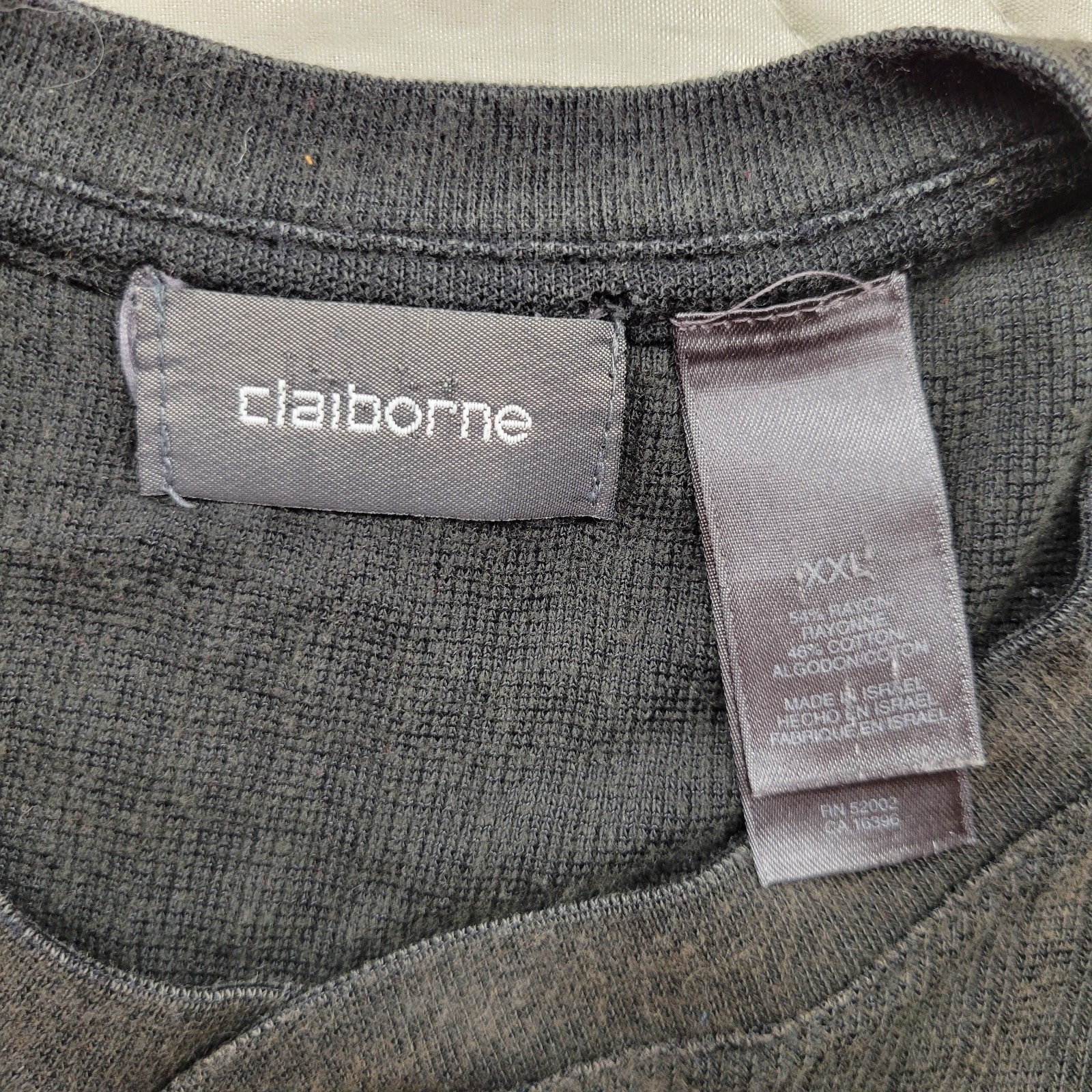 claiborne ribbed charcoal gray short sleeve shirt size XXL