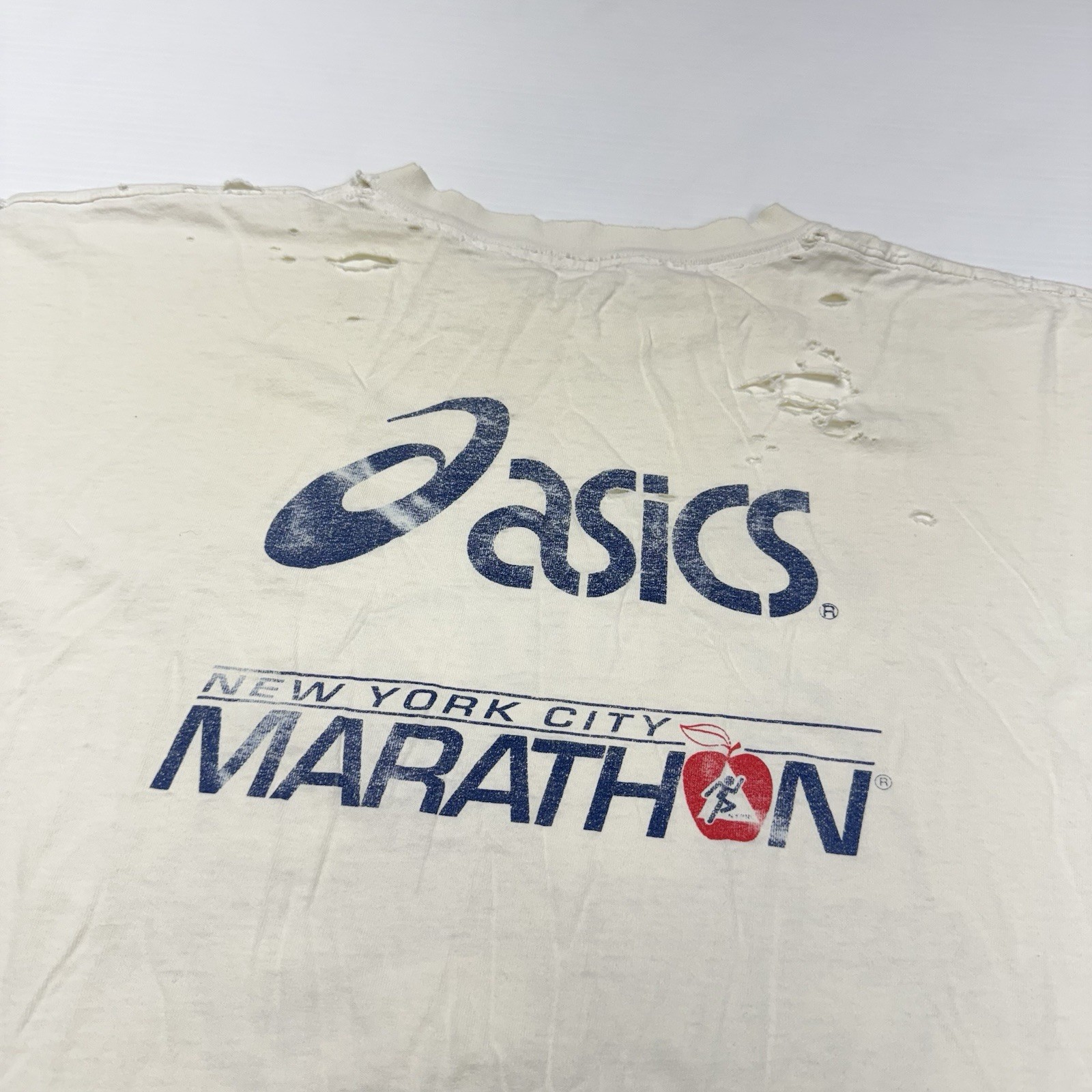 Vtg 1994 Asics NYC Marathon 25th Anniversary Volunteer Distressed Mens Shirt 2XL