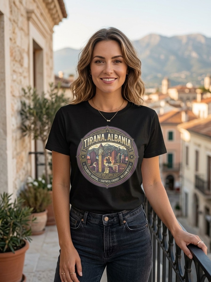 Tirana Albania Balkan Style Graphic T-Shirt Unisex Travel Tee