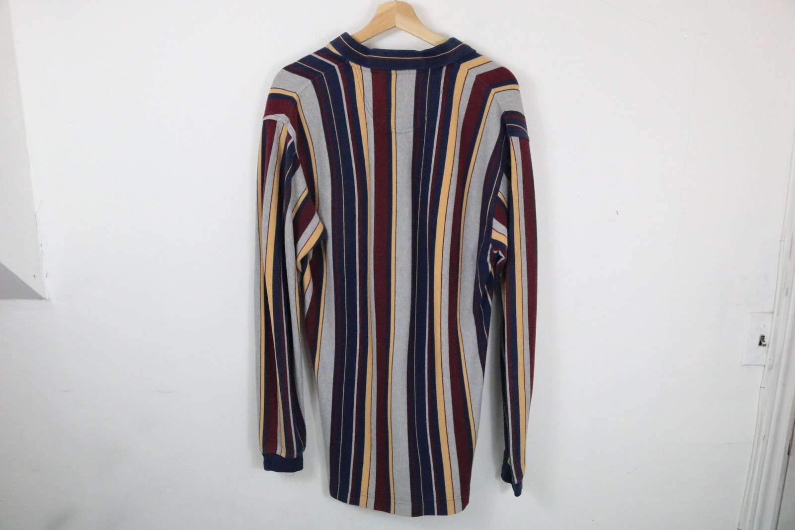 Bold-stripe Dockers pullover | Vintage 90s striped long sleeve rugby shirt | Cot