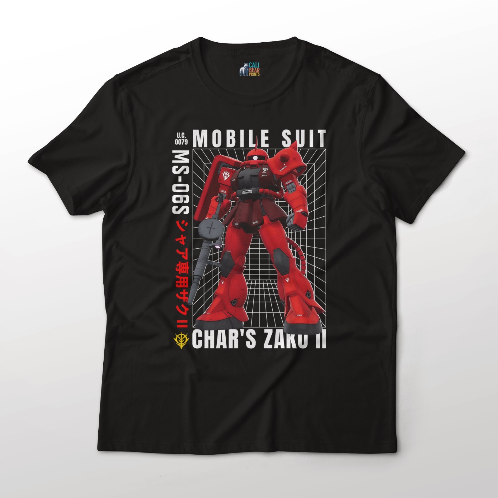 Mobile Suit Gundam Anime MS-06S Char&rsquo;s Zaku II Suit Graphic Art Cotton Tee