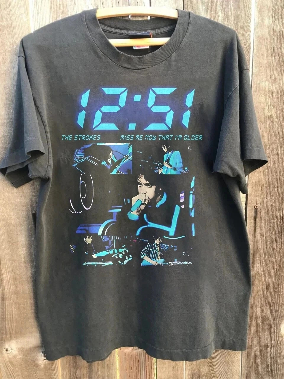The Strokes Room On Fire Vintage Album Graphic T Shirt Charcoal S-5XL