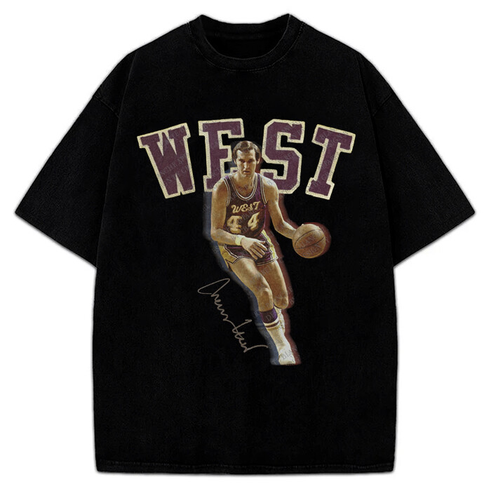 Jerry West Tribute T-Shirt The Logo Basketball Custom Fan Made Art Vintage Tee