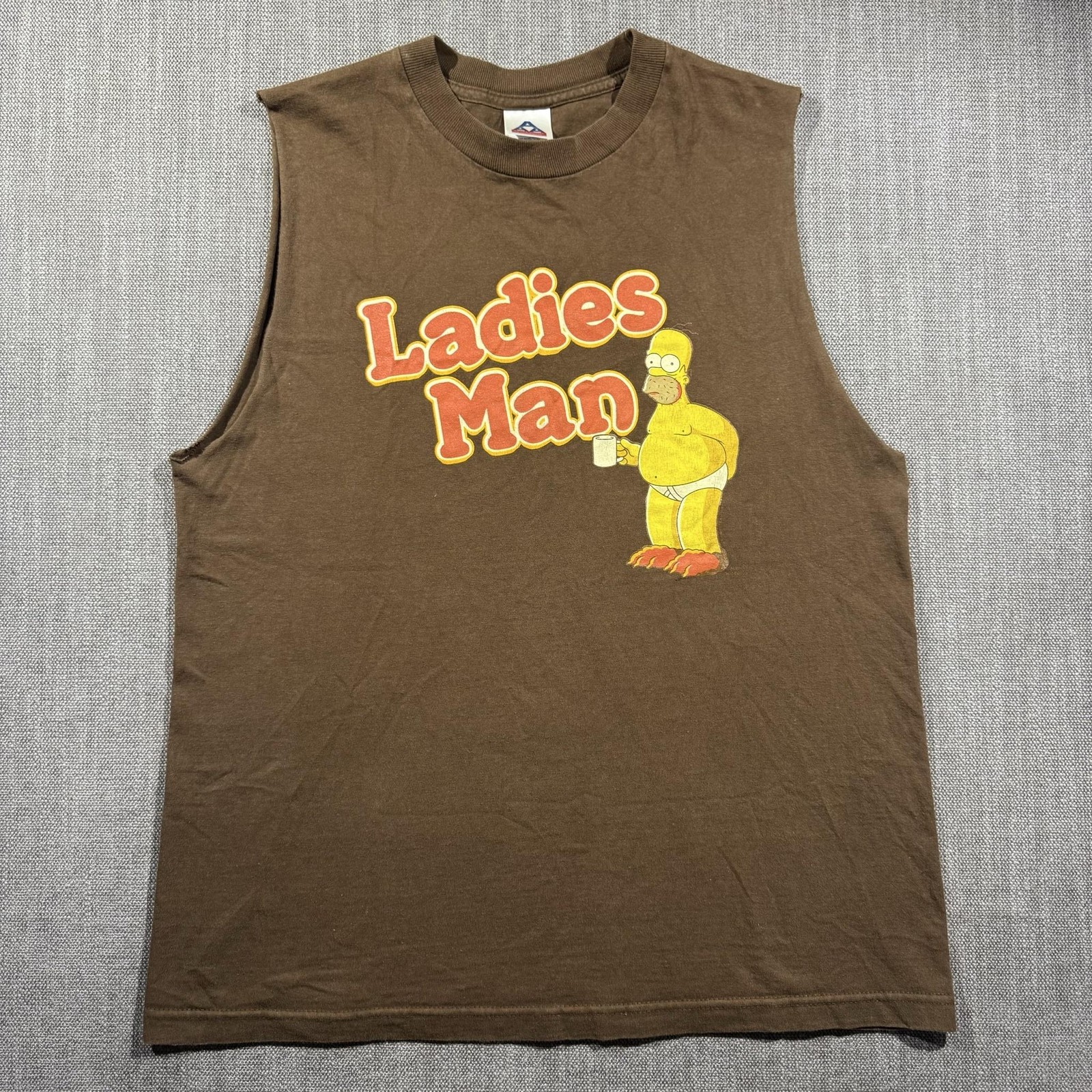 Homer Simpson Shirt Mens Medium Brown Ladies Man Graphic Sleeveless Tank Top