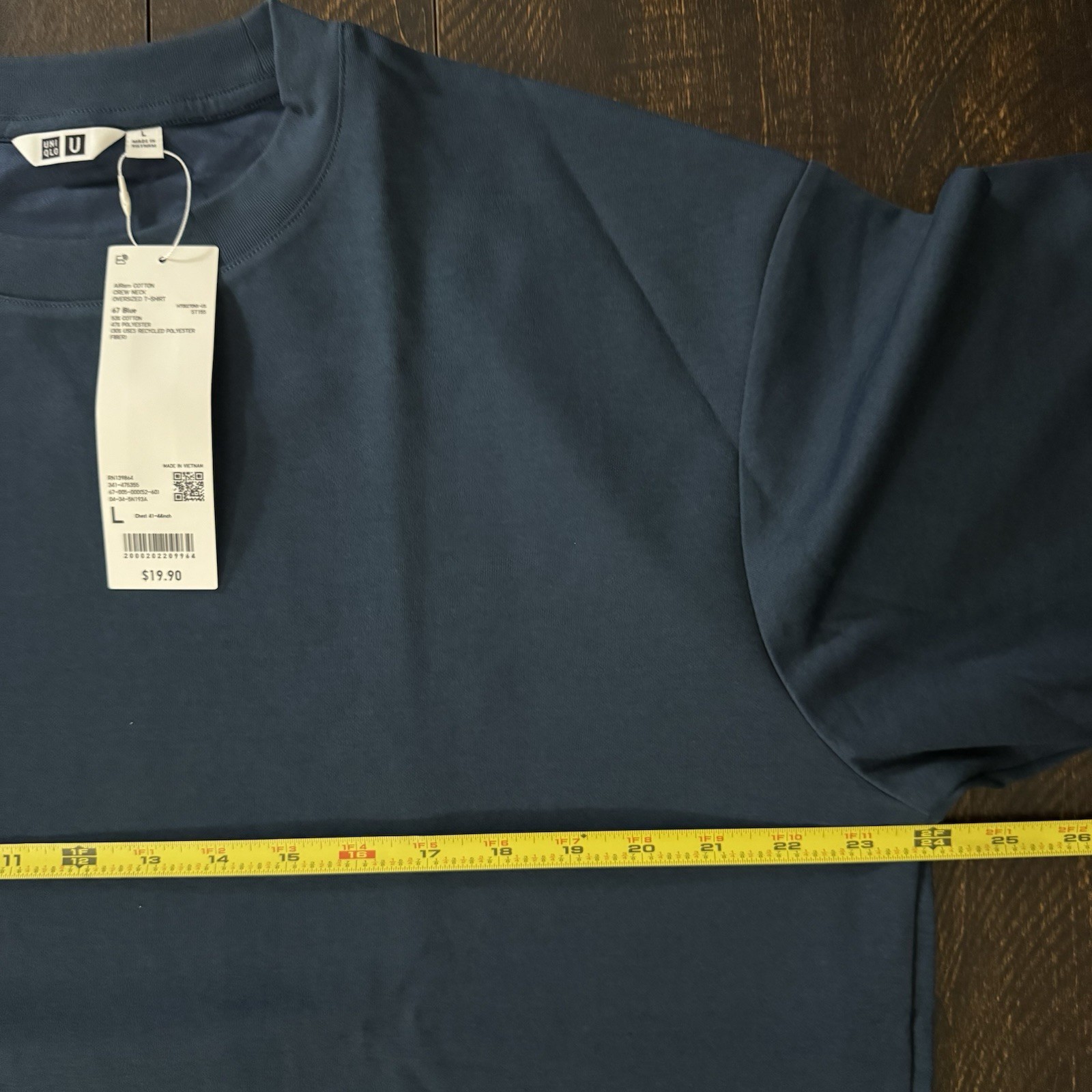 Uniqlo U AIRism Cotton Crew Neck Oversized T-Shirt 67 Blue Size L
