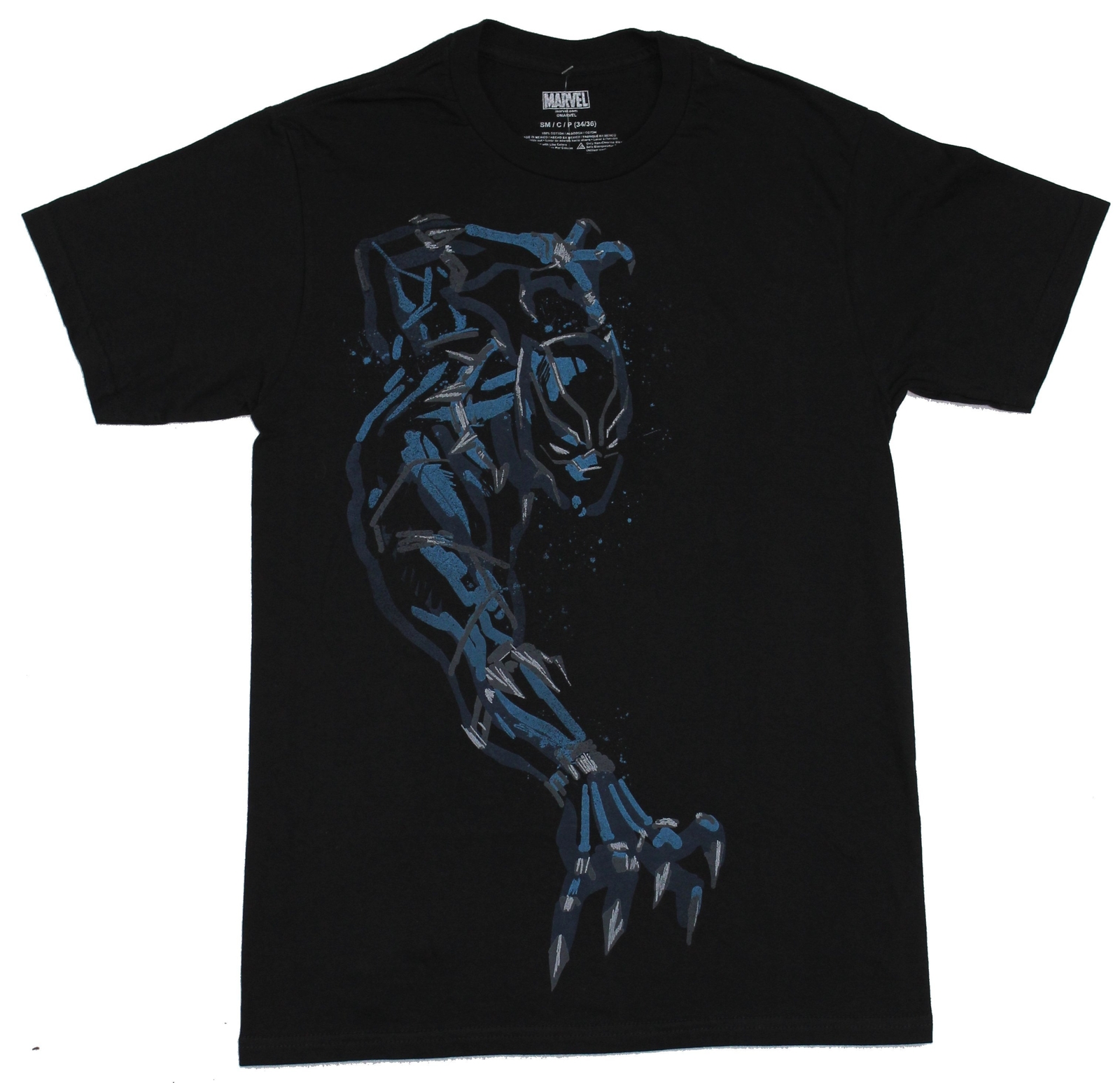 Black Panther Adult New T-Shirt – Reaching Stlyized Splattered Pic