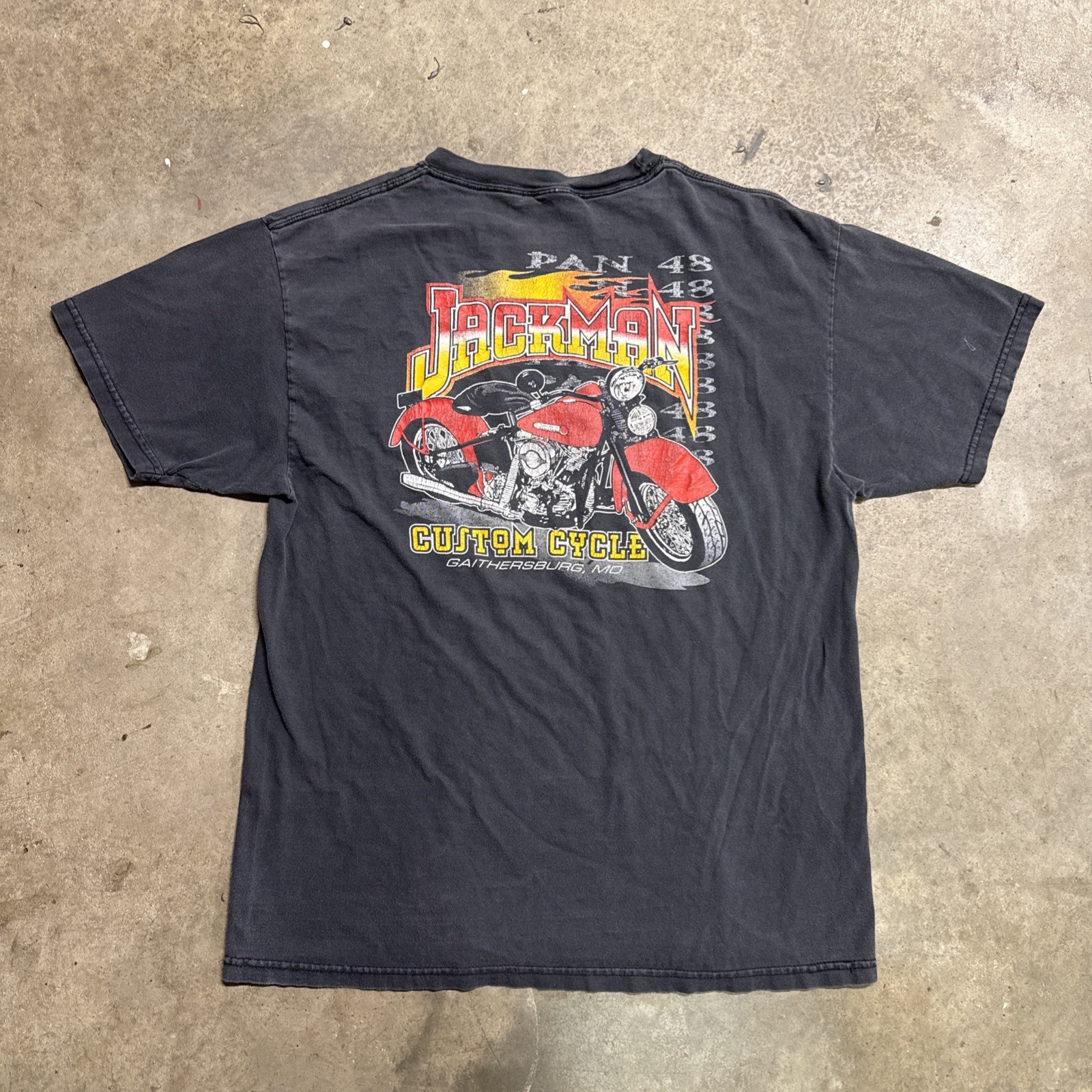 Vintage Harley Davidson Shirt Mens Large Black 90s Flames Custom Cycles Biker