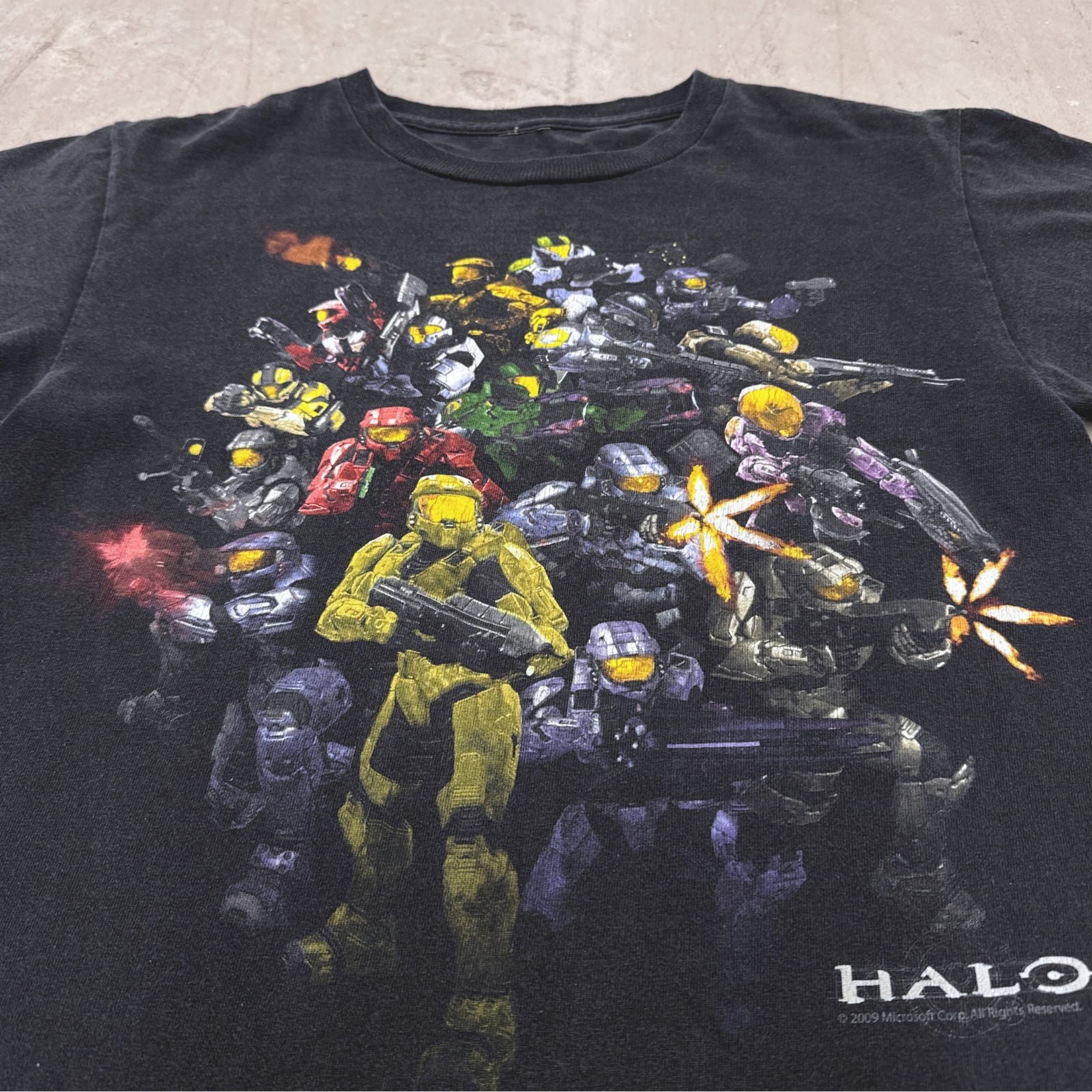 Vintage Halo Shirt Bungie ODST Promo 2009 Video Game Faded Black Tee Xbox 360
