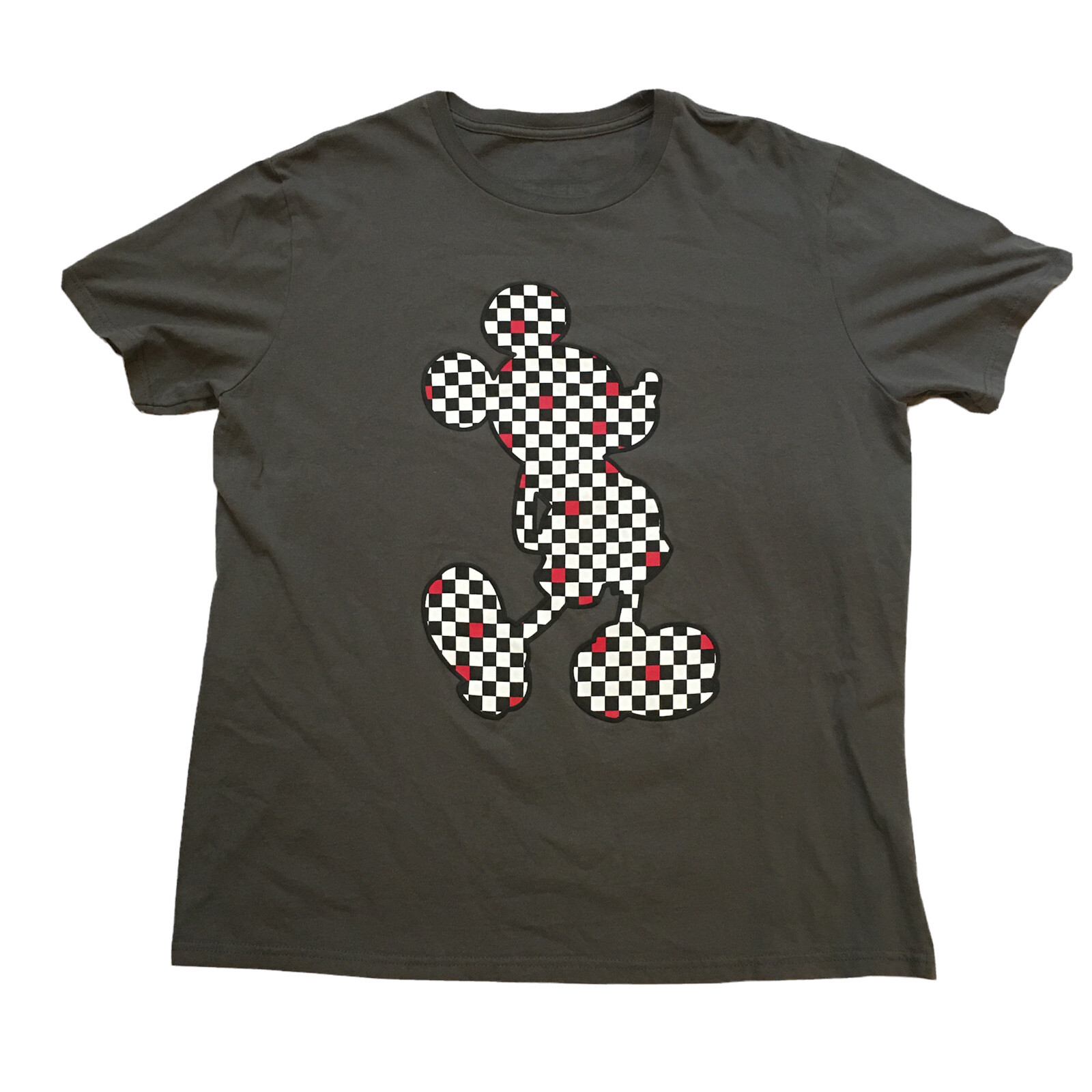 Mickey Mouse T Shirt Size XL Checkerboard Graphic Gray Disney Store