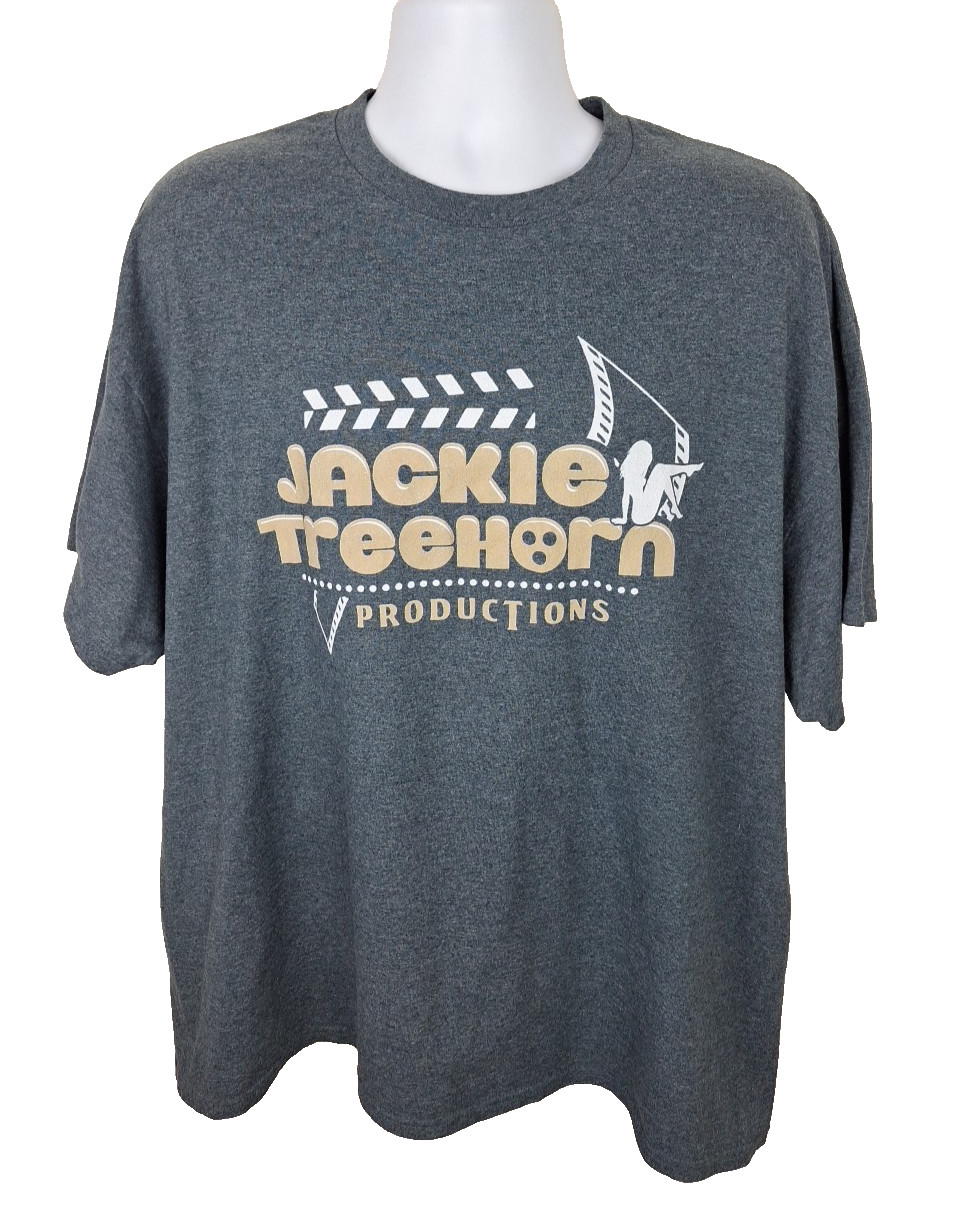 Funny Gildan Big Lebowski Jackie Treehorn Productions Grey T-Shirt Size 2XL