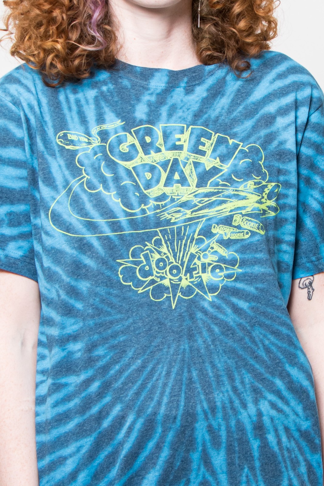Green Day T Shirt Dookie Line Art Band Logo new Official Unisex Tie Dye Blue