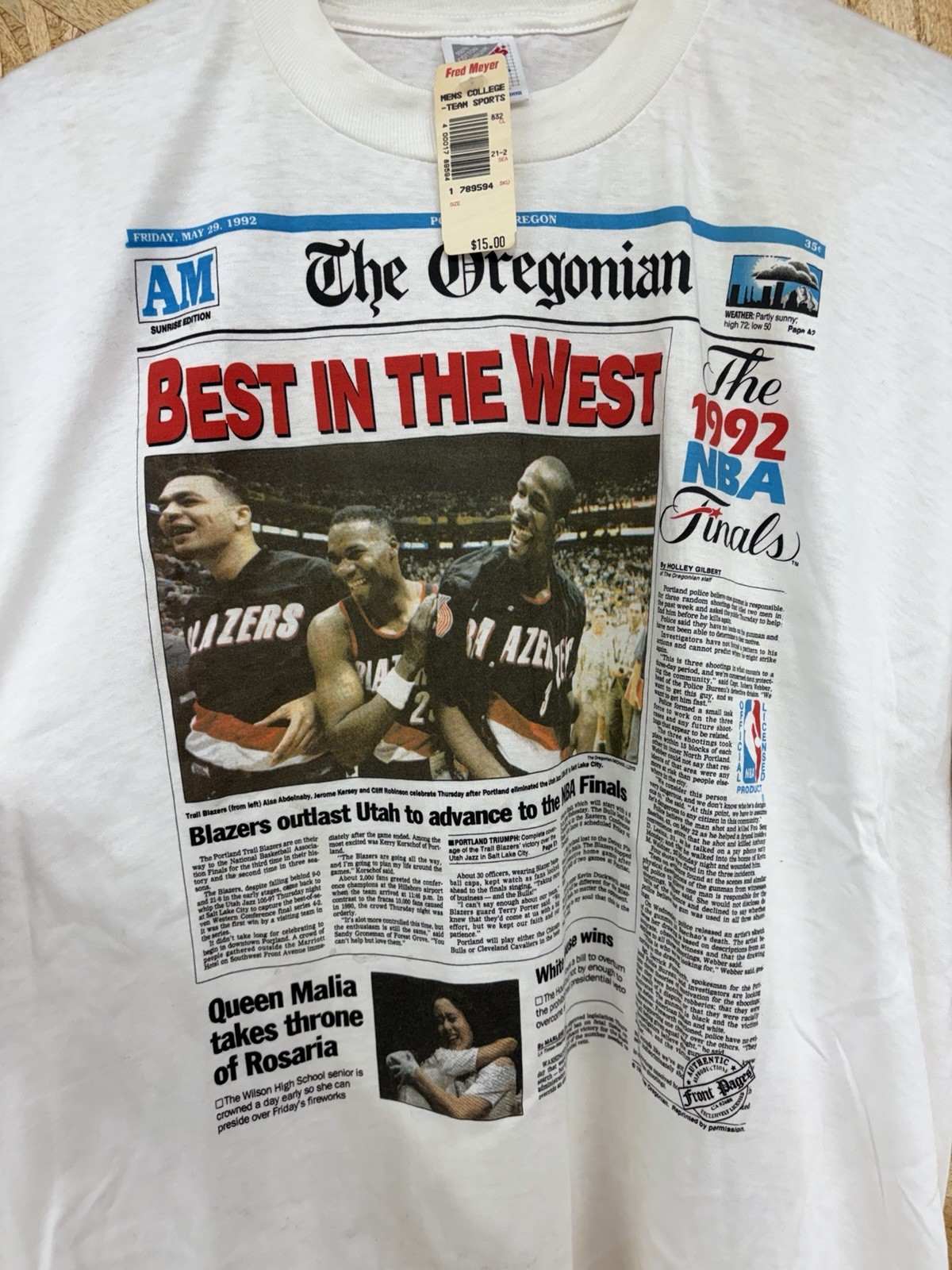 Vintage Portland Blazers Trailblazers Tshirt White XL Men’s Jerzees