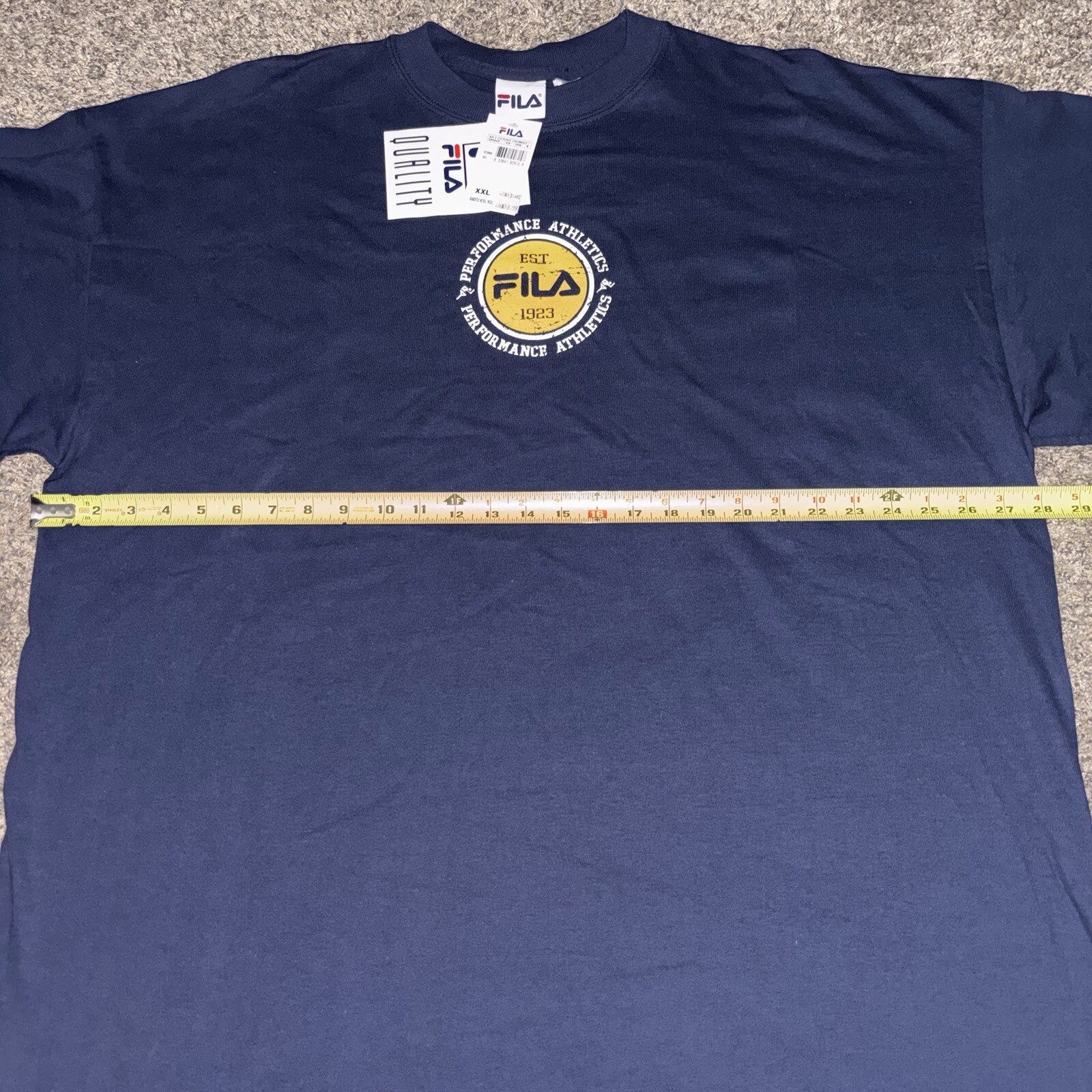 Vintage New With Tags 90s FILA Spellout Streetwear T-Shirt XXL Blue READ INFO
