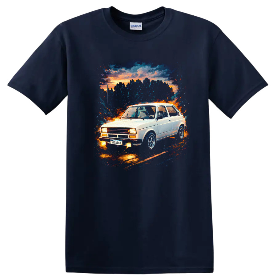 Fiat 147 Old Car T Shirt Classic Retro Compact Hatchback Tee