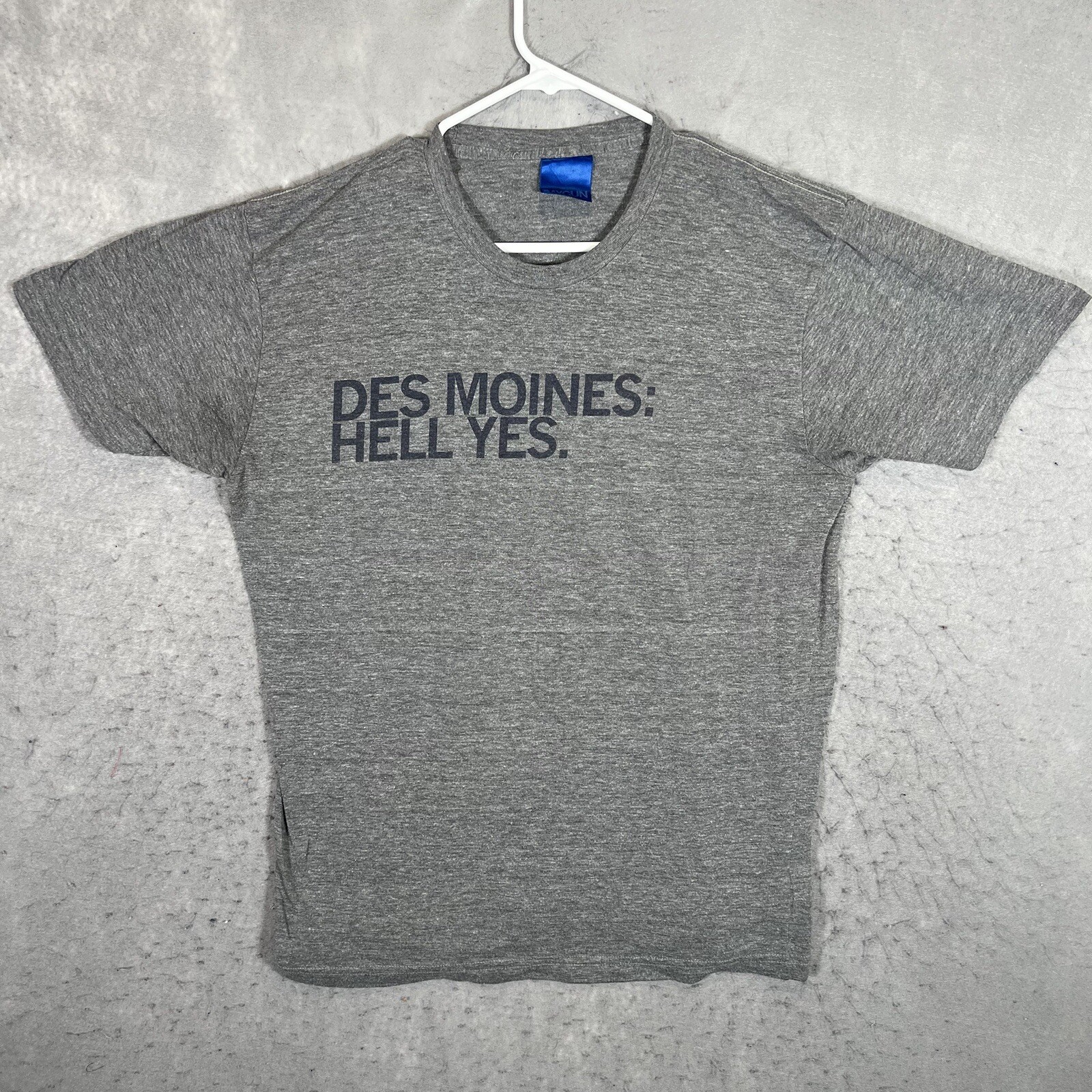 A1 Raygun Des Moines Iowa Hell Yes T Shirt Adult Large Gray USA Made Mens