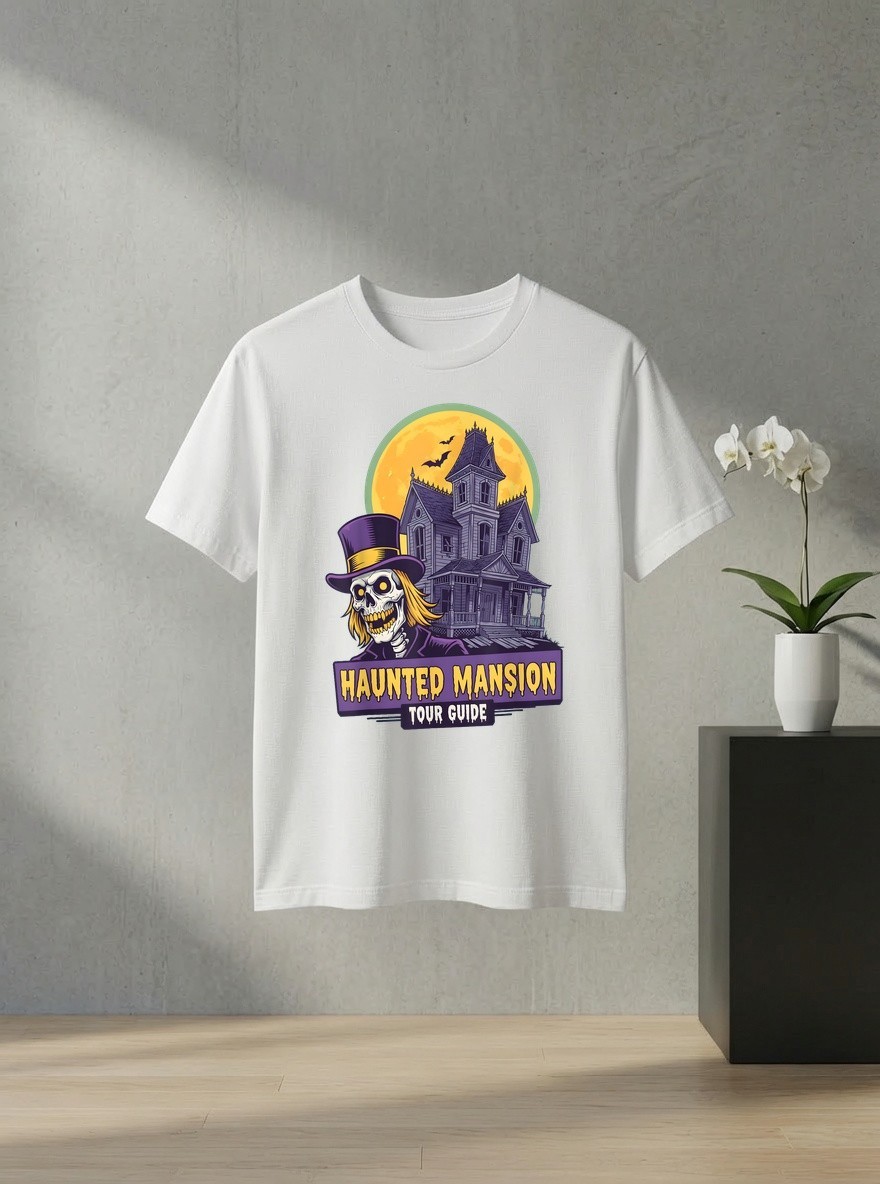 Unisex Haunted House Tour Guide Halloween Carnival Costume Graphic T Shirt Gift