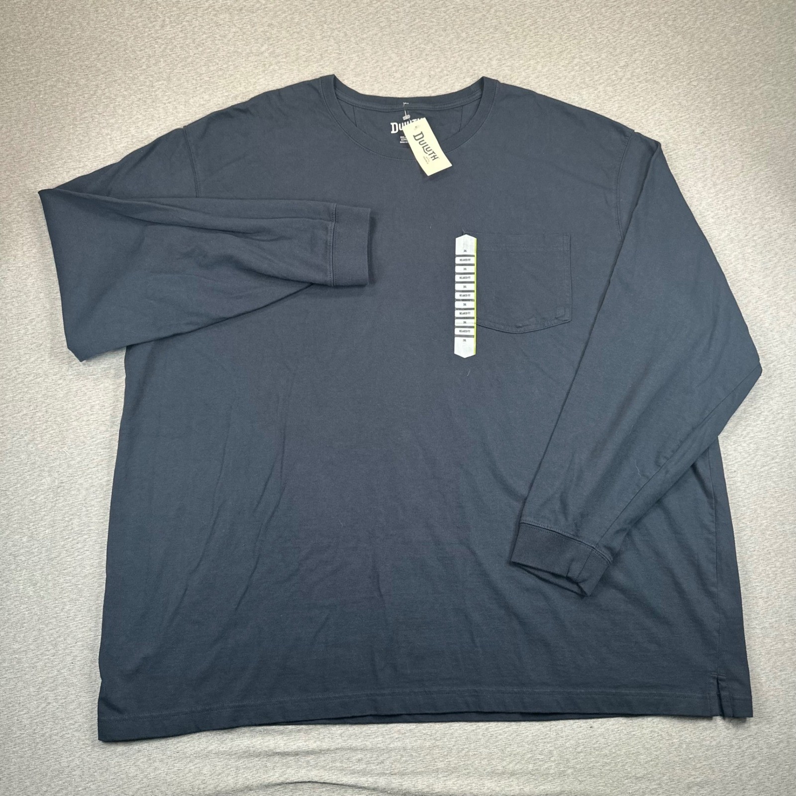 Duluth Trading Co Shirt Mens 3XL Navy Relaxed Longtail T Long Sleeve Pocket NEW