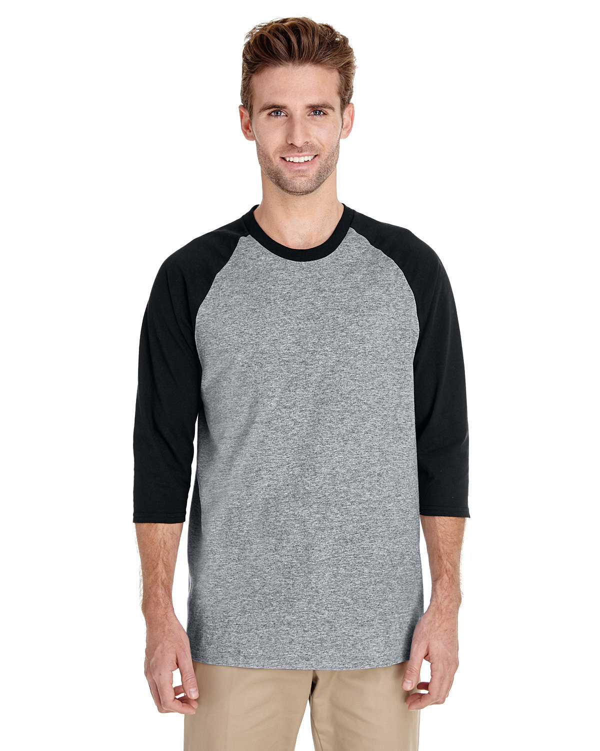 10 Pack Of Gildan G570 Adult Heavy Cotton Three-Quarter Raglan Sleeve T-Shirt