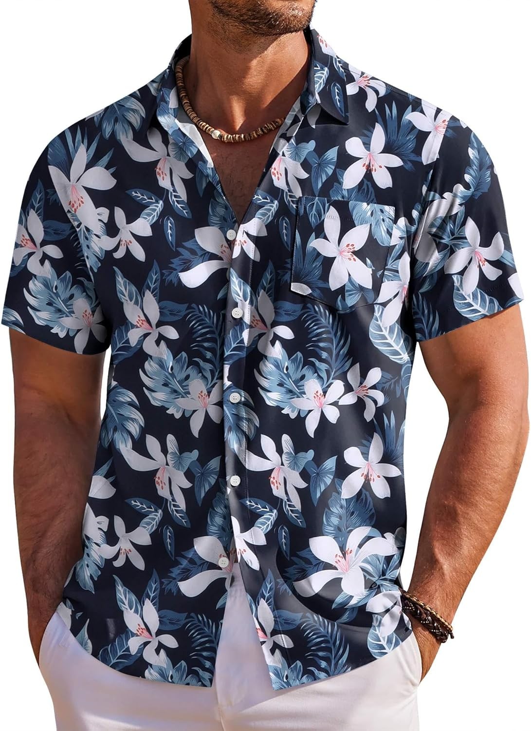 Men&rsquo;s Hawaiian Shirt Short Sleeve Floral Button Down Tropical Beach Holiday Top