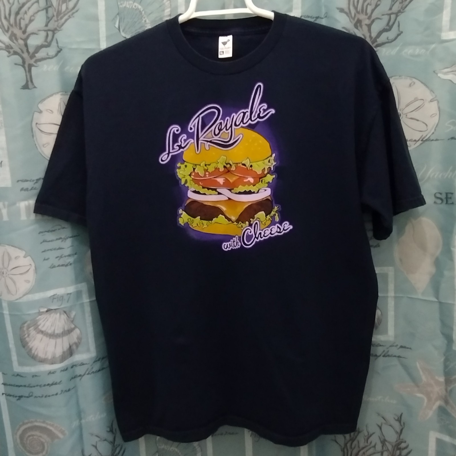 TeeFury Pulp Fiction T-Shirt XL Black Le Royale With Cheese Movie Burger Graphic