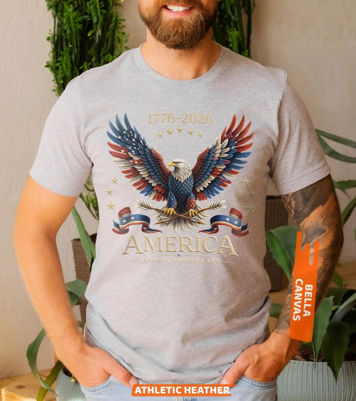 1776-2026 America 250 Years Patriotic Bald Eagle Independence Day T-Shirt