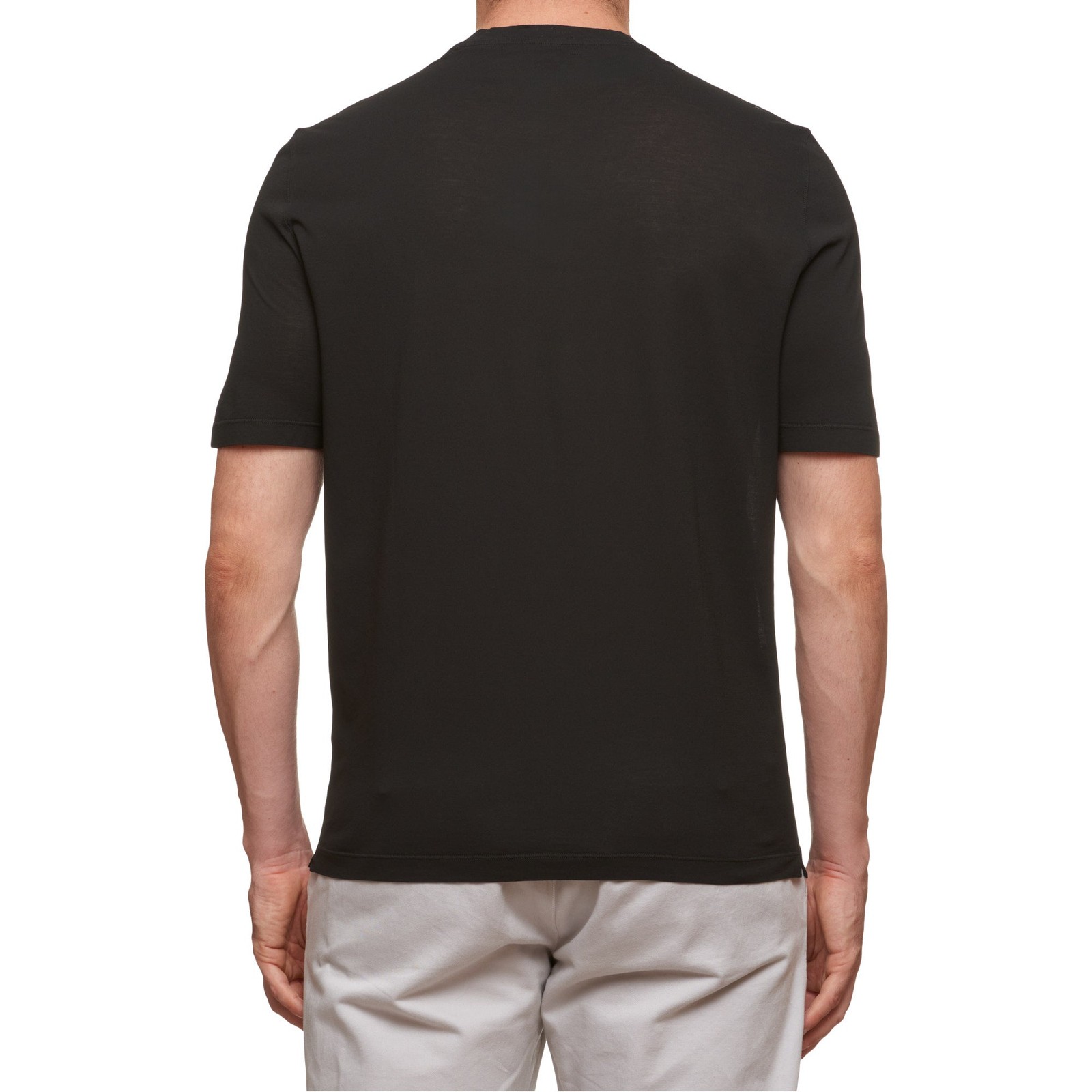 Kiton KIRED « Baciomc » Black Exclusive Crepe Cotton T-Shirt Slim 2023