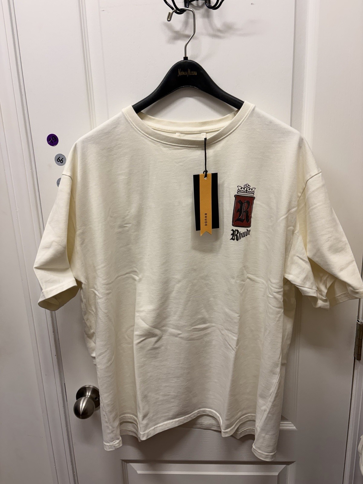 Rhude Fumar 91 Graphic Print Men&rsquo;s White/Black/Red Cotton Crew Neck T-Shirt XL