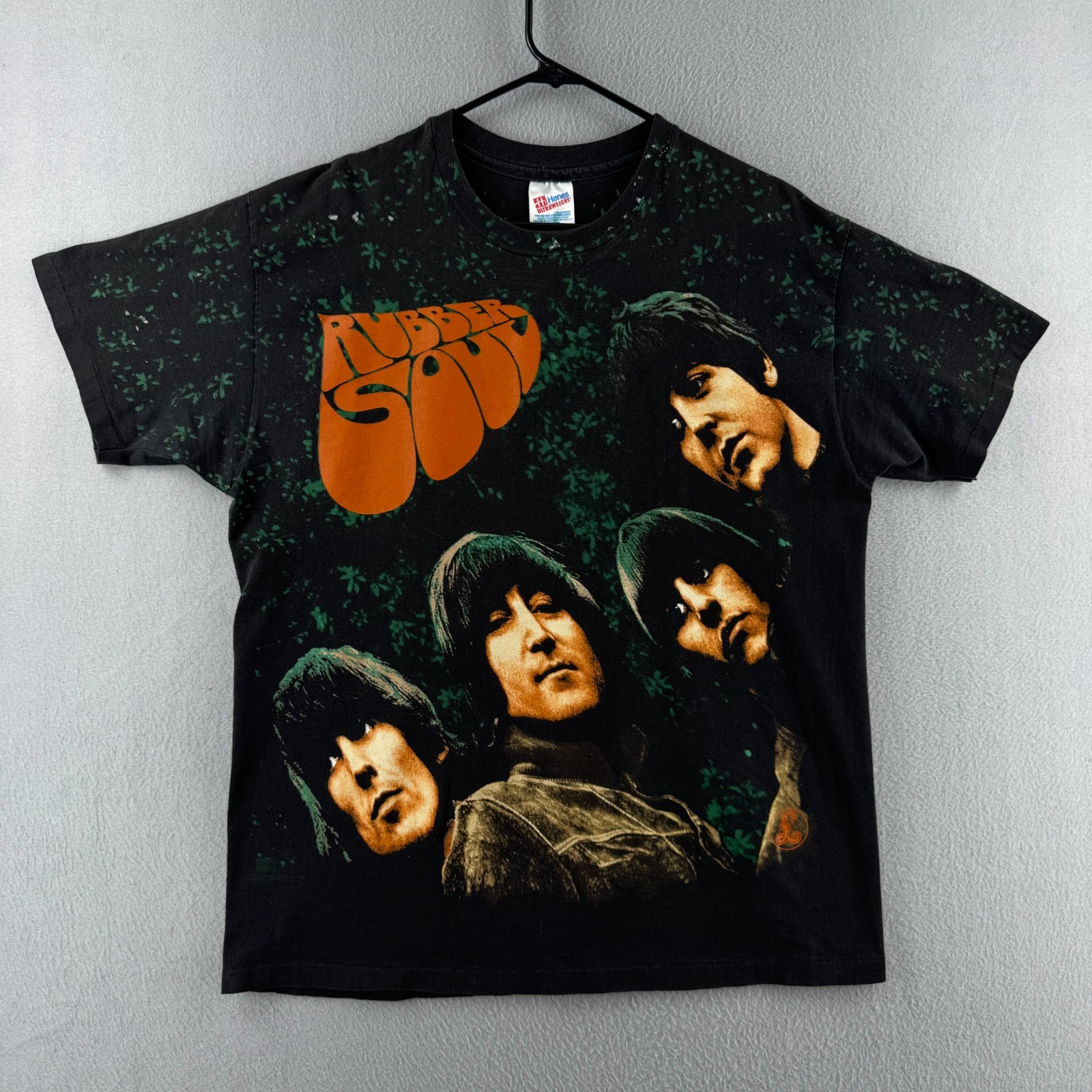 Vintage Beatles T Shirt Mens XL Black Double Sided Rubber Soul 90s Made in USA