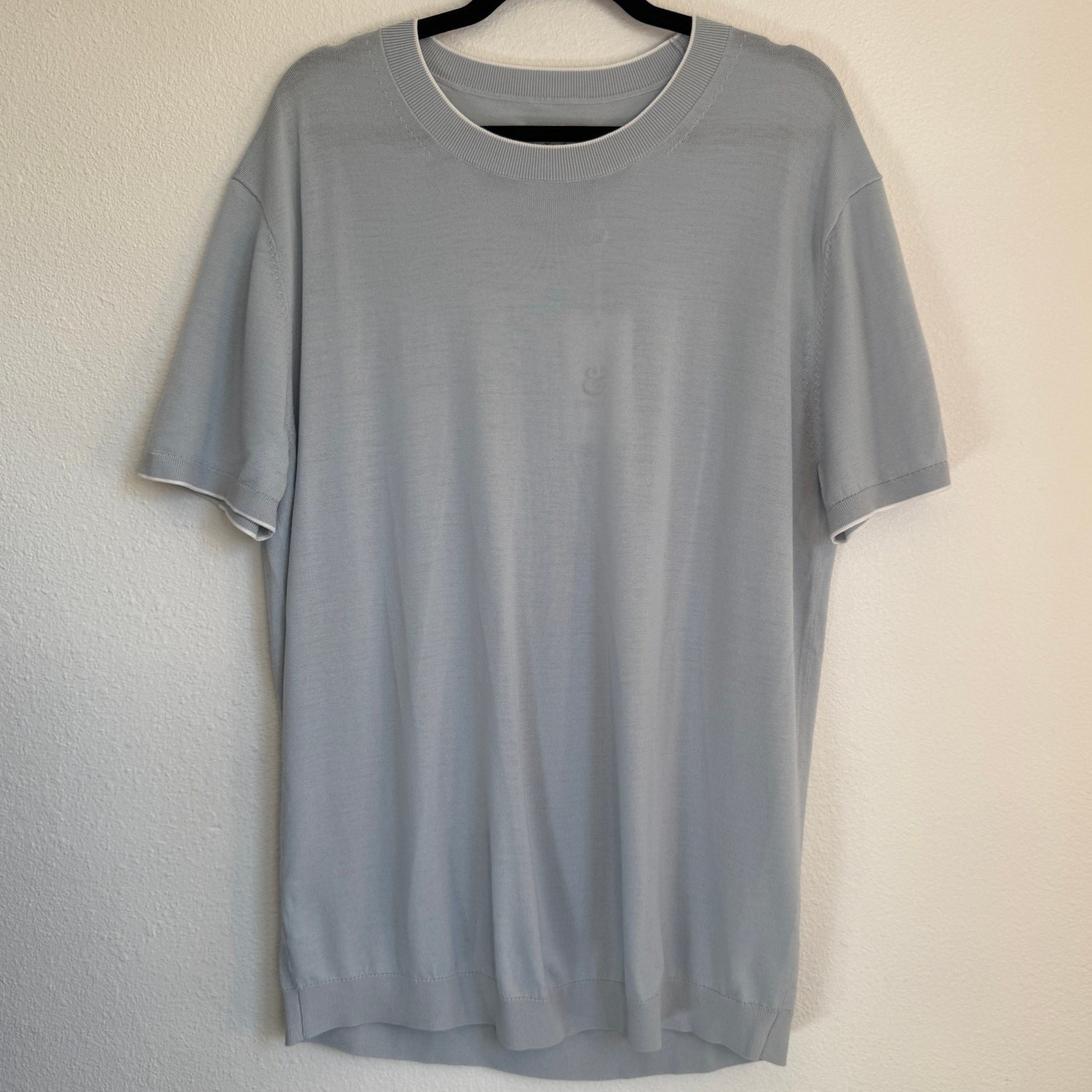 NWT Collars & Co Men&rsquo;s 2XL Premium Wool Cotton Knit Shirt Blue Gray Contrast SS