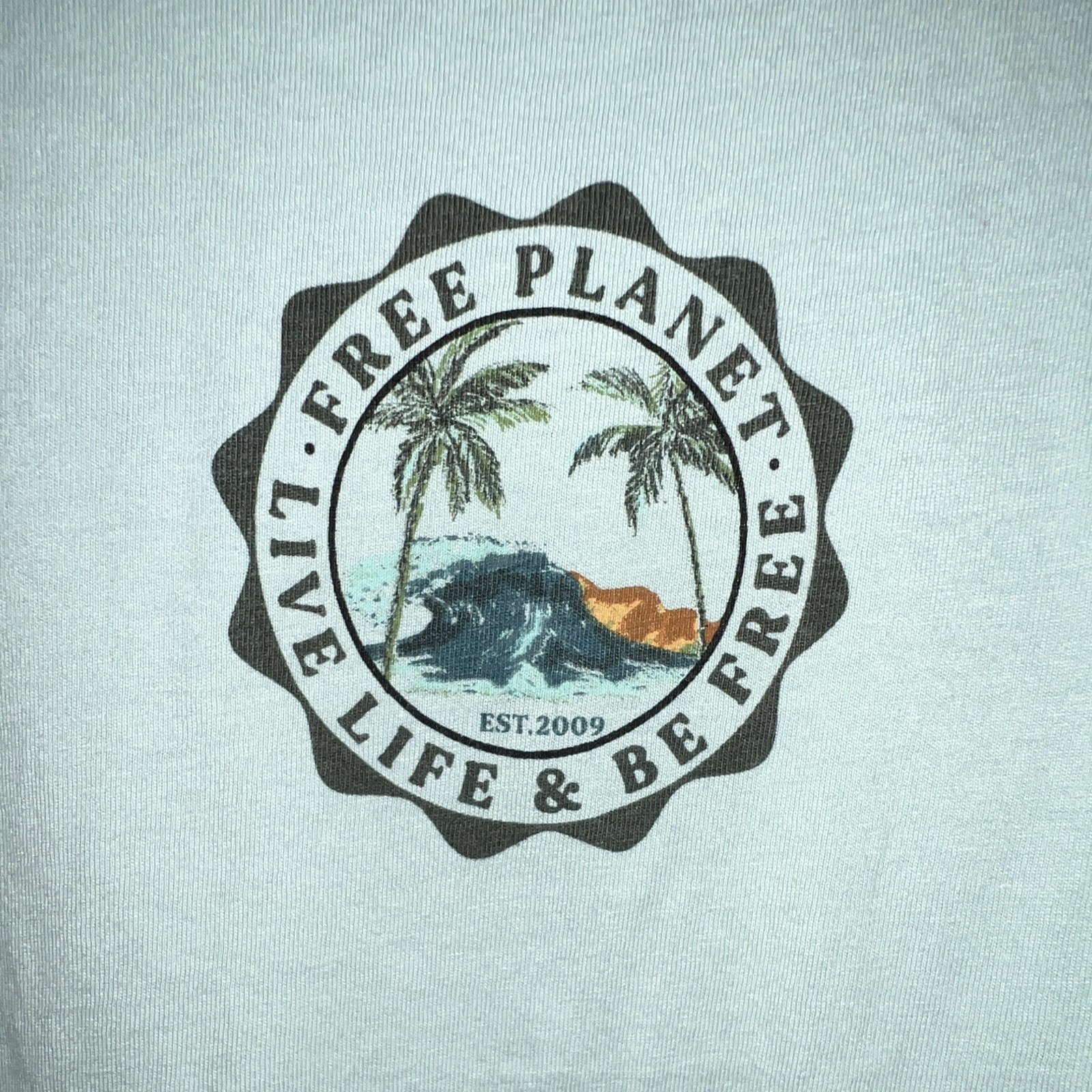 Free Planet Men&rsquo;s Green Graphic Print Crew Neck Short Sleeve T-Shirt XL