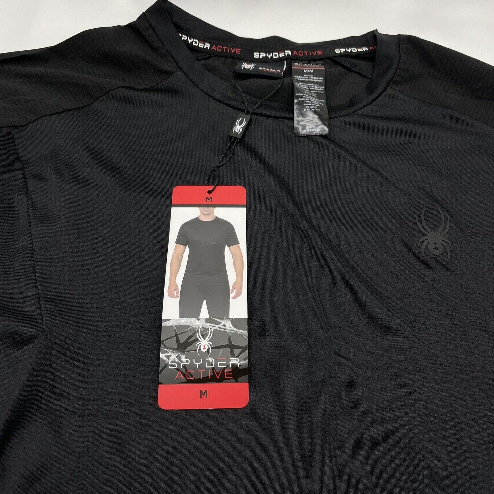 Spyder Men&rsquo;s Active Short Sleeve Tee Moisture Wicking 4 Way Stretch Black M