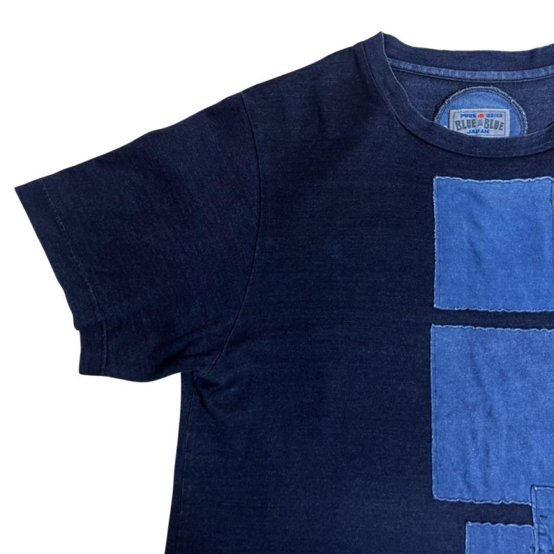 BLUE BLUE JAPAN Indigo Patchwork T-Shirt Size 2 Cotton Made in Japan F/S