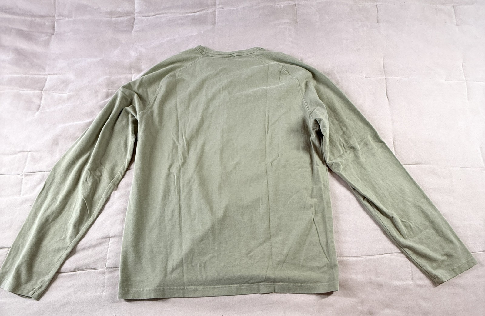 Express Green Mens L Crew Neck Cotton Blend Raglan Long Sleeve USA Made Shirt