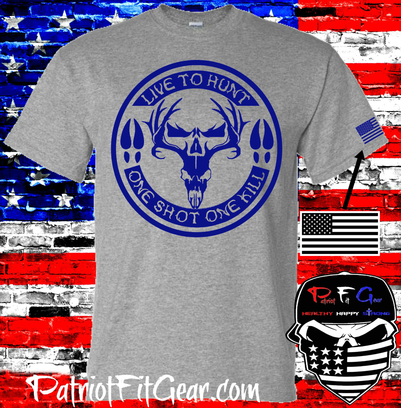 t-shirt, Hunting, Deer Hunting, One Shot One Kill, Buck Skull, Bow Hunting