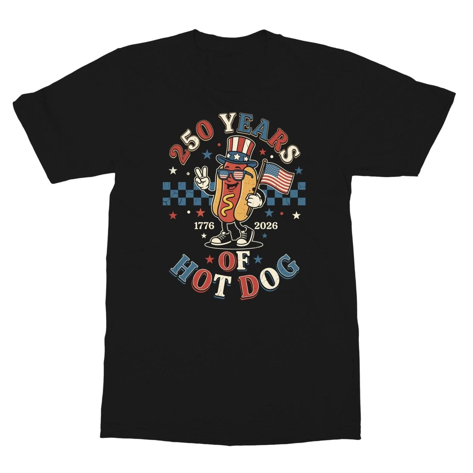 Funny Patriotic Hotdog Shirt America 250th Independence Day Tee