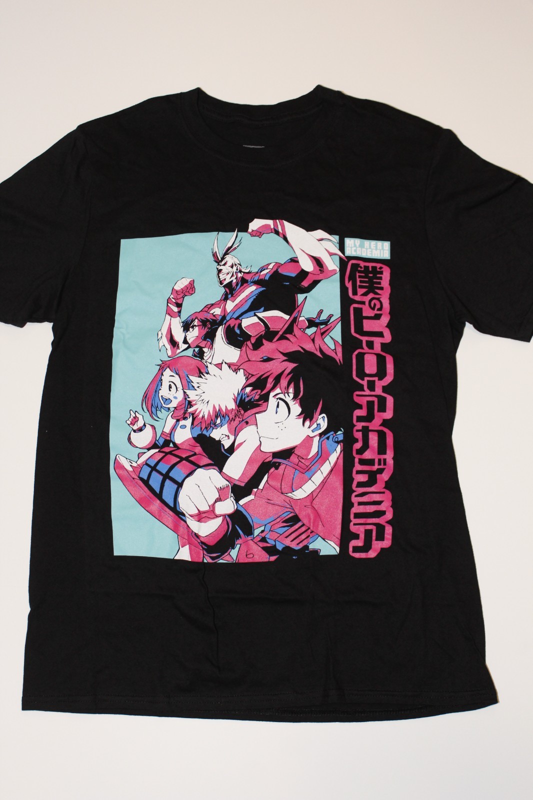 My Hero Academia Anime Group Shot Graphic Tee T-Shirt Men Medium Black Cotton