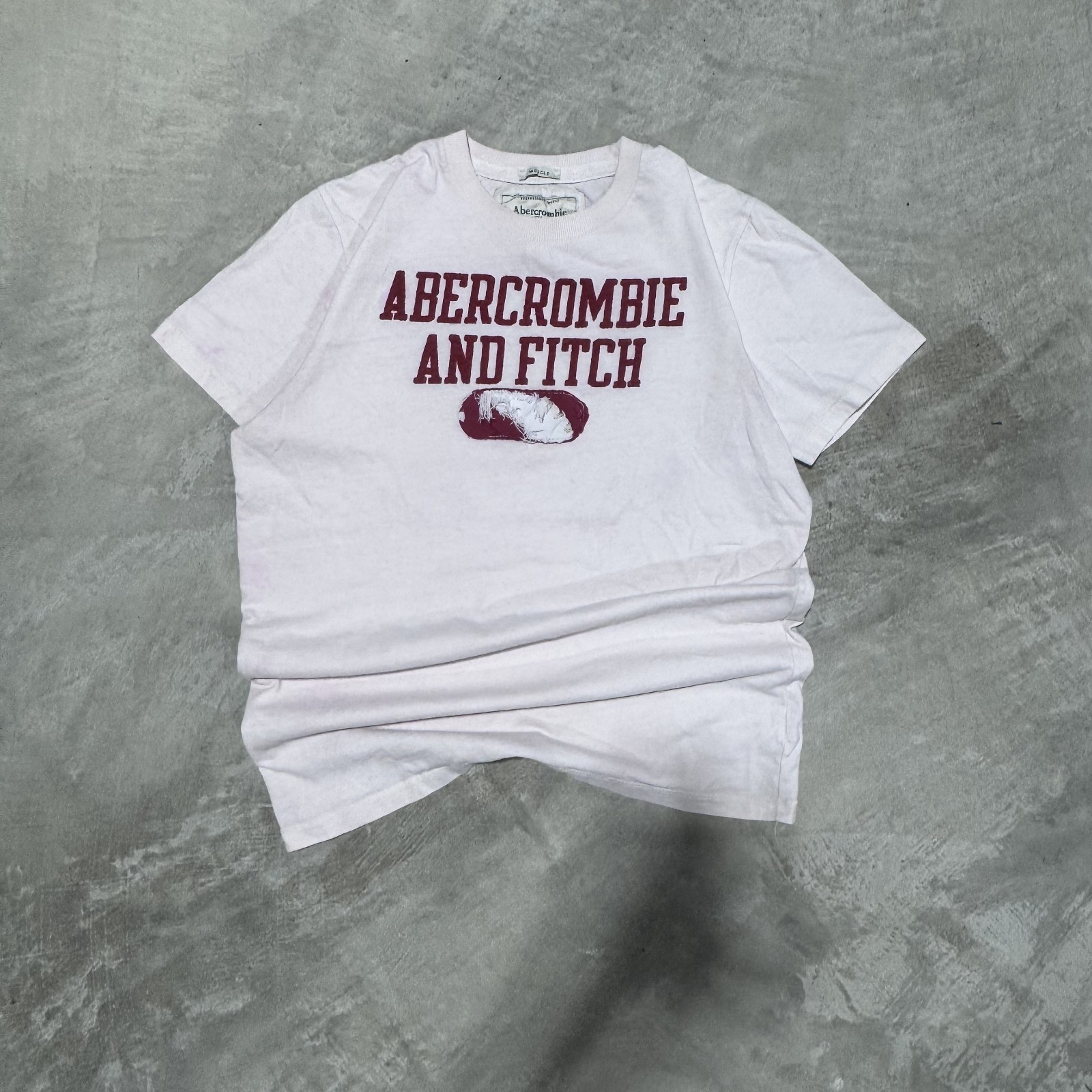 Abercrombie and Fitch Spell Out T-Shirt Mens L White Muscle Fit Distressed Y2K