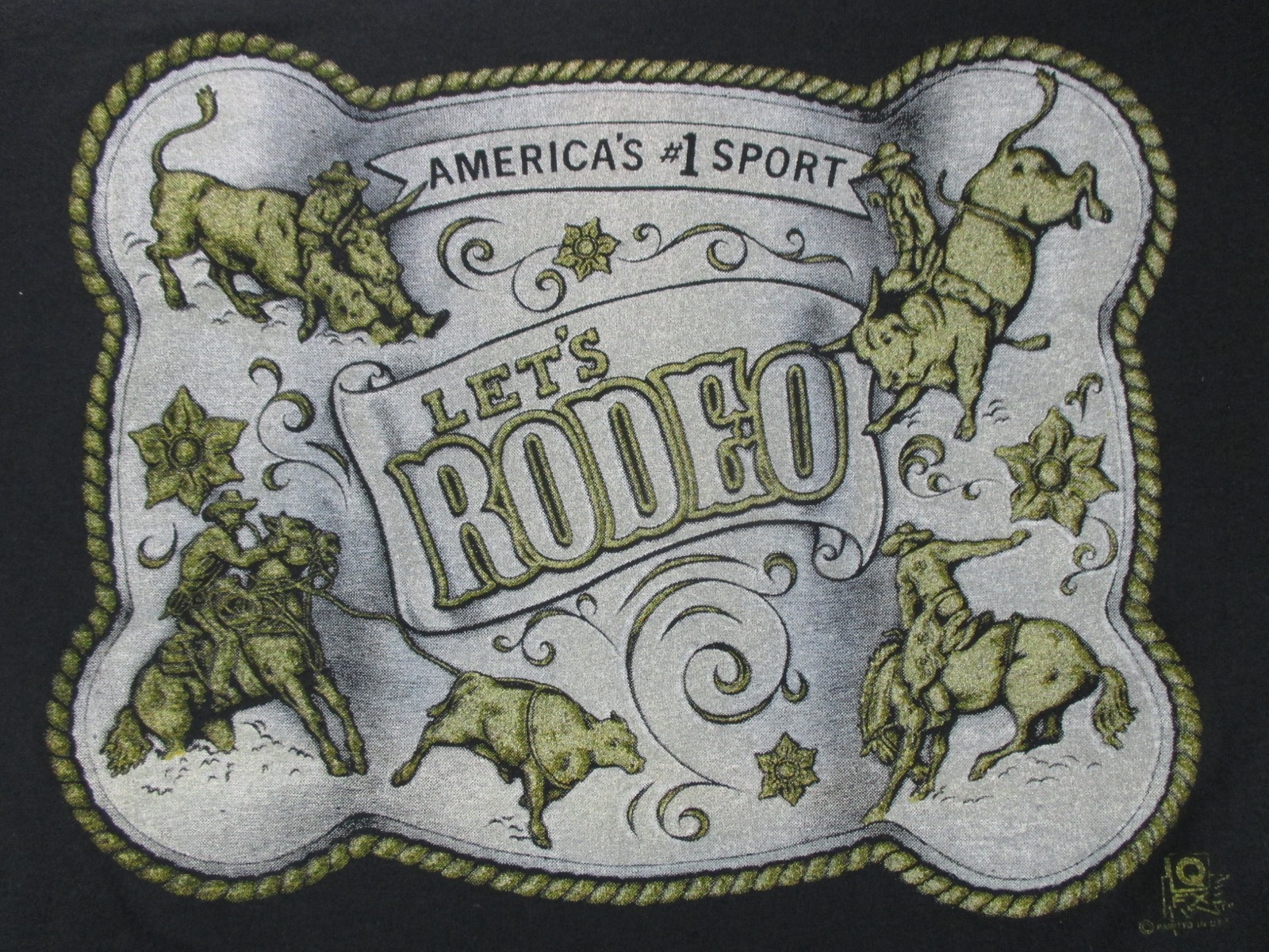 vintage 80s COWBOY RODEO PAPER THIN T-Shirt LARGE single stitch horse NOS