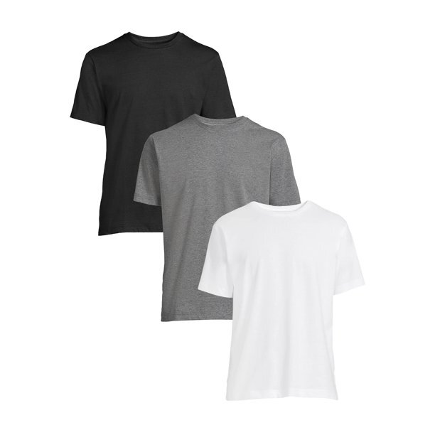 Men&rsquo;s Crew-neck T-Shirt, White /Black 6 Pack « 100% Cotton & Tagless »