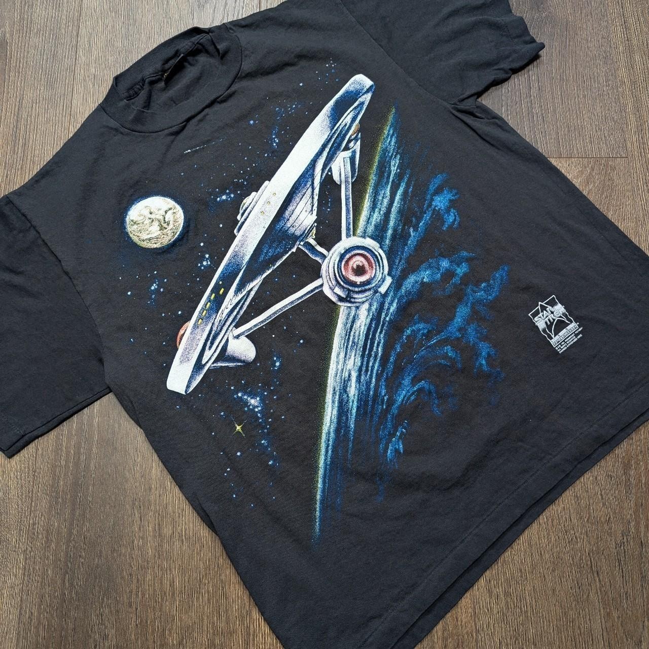 VTG 1991 Star Trek The Screen Saver Berkeley Systems AOP Black Single Stitch Tee