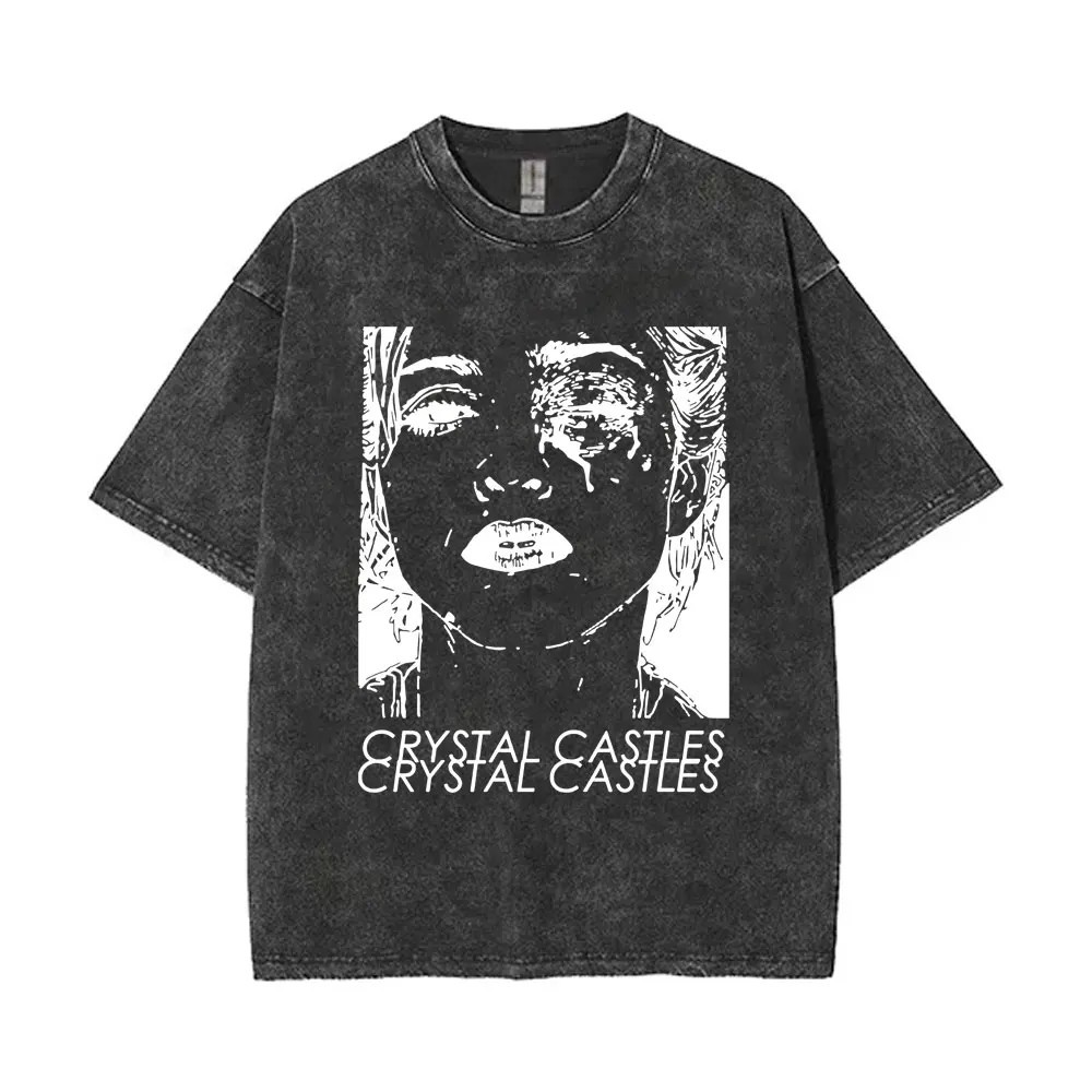 Crystal Castles T-Shirts Graphic Print Washed 100% Cotton Tees
