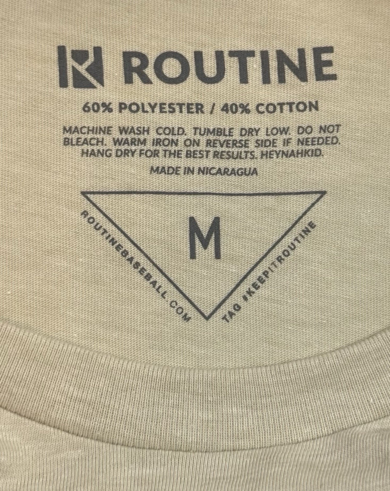 ROUTINE BASEBALL Size Medium Beige Biggie Smalls Sandlot T-shirt NWT