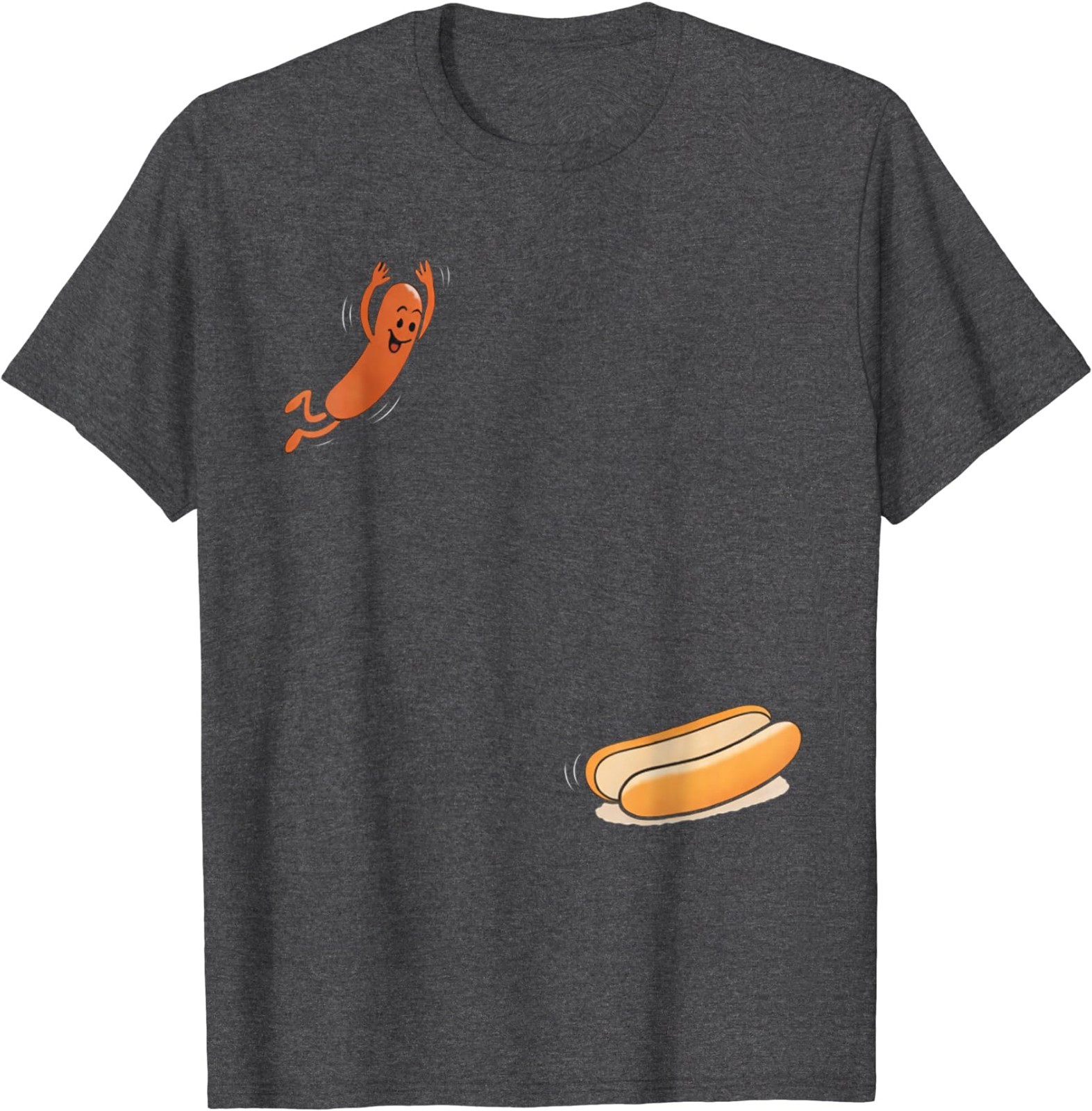 Funny Hot Dog Jumping Into Bun Sausage BBQ High Dive T-Shirt