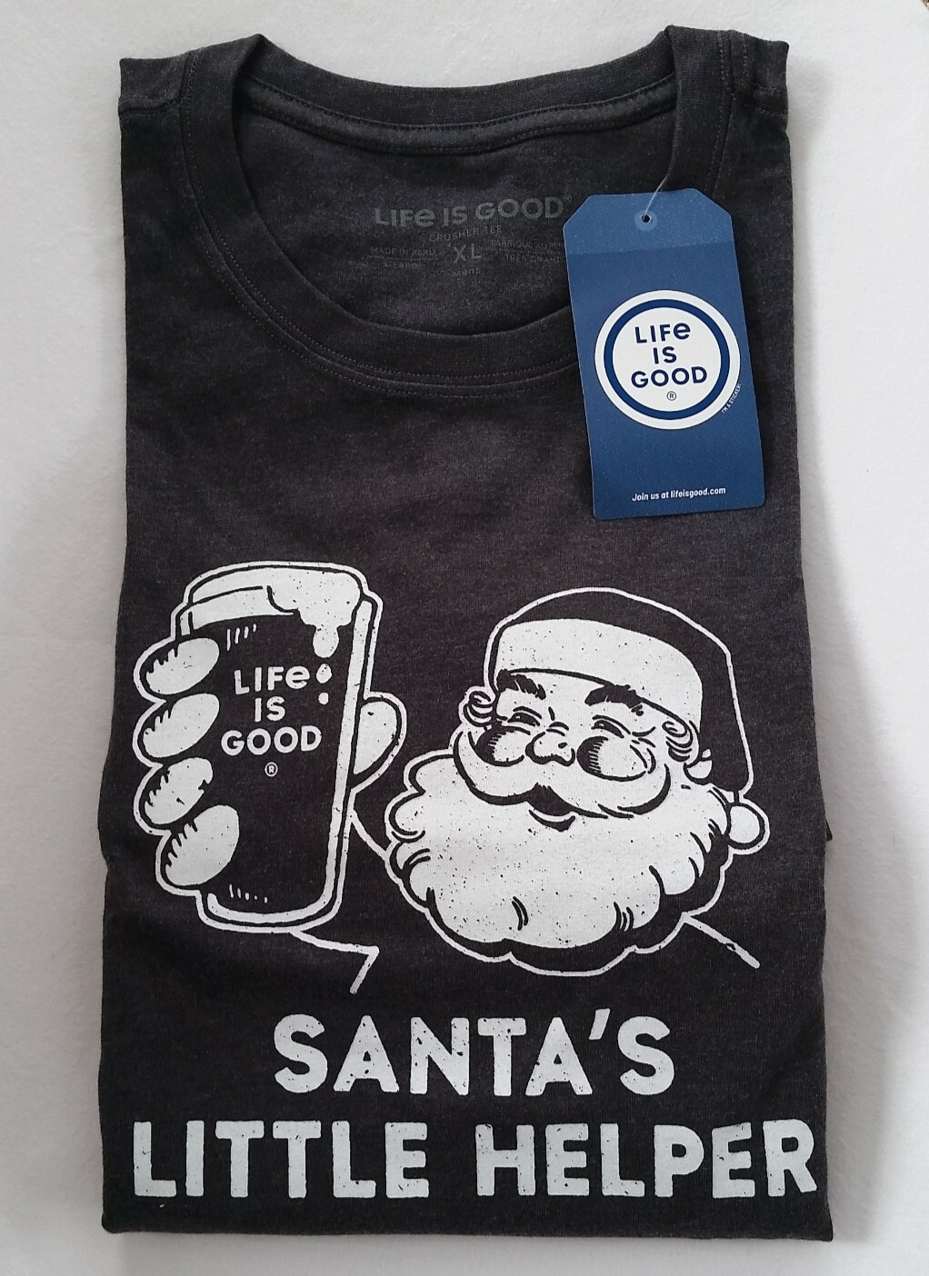 Life Is Good LS Shirt Crusher Tee SANTAS LITTLE HELPER Black Chest52in Mens XL
