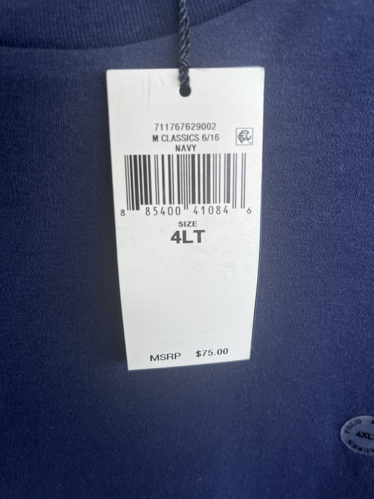 Polo Ralph Lauren Blue Soft Touch Cotton T-shirt 4XLT Mlt Color Pony Lounge Prep