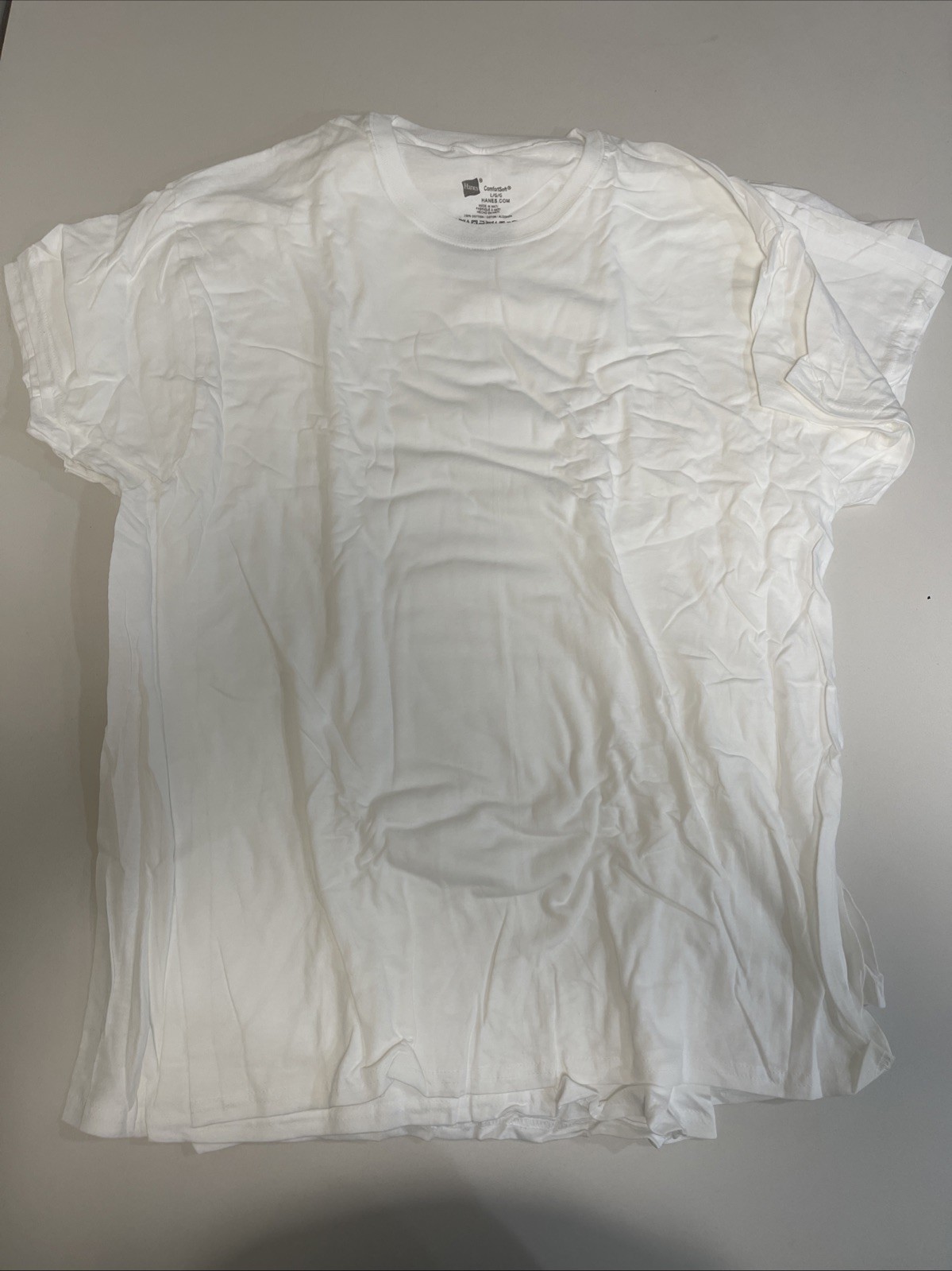 Hanes Essentials Men&rsquo;s White Cotton T-Shirt, Value 6-Pack L