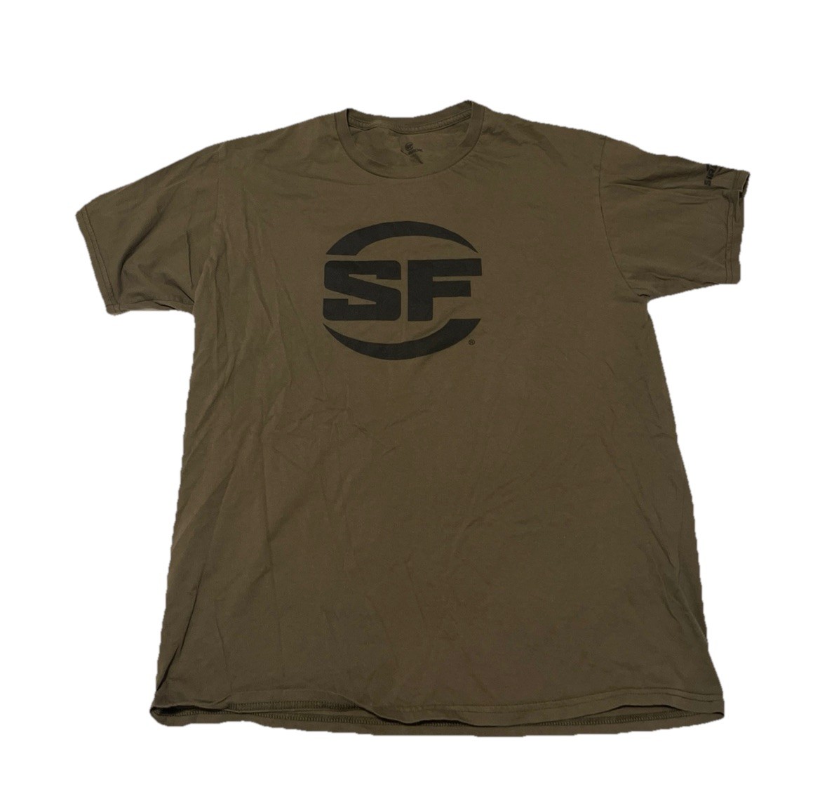 SUREFIRE BUTTON LOGO MILITARY GREEN SHIRT 100% COTTON SIZE LARGE