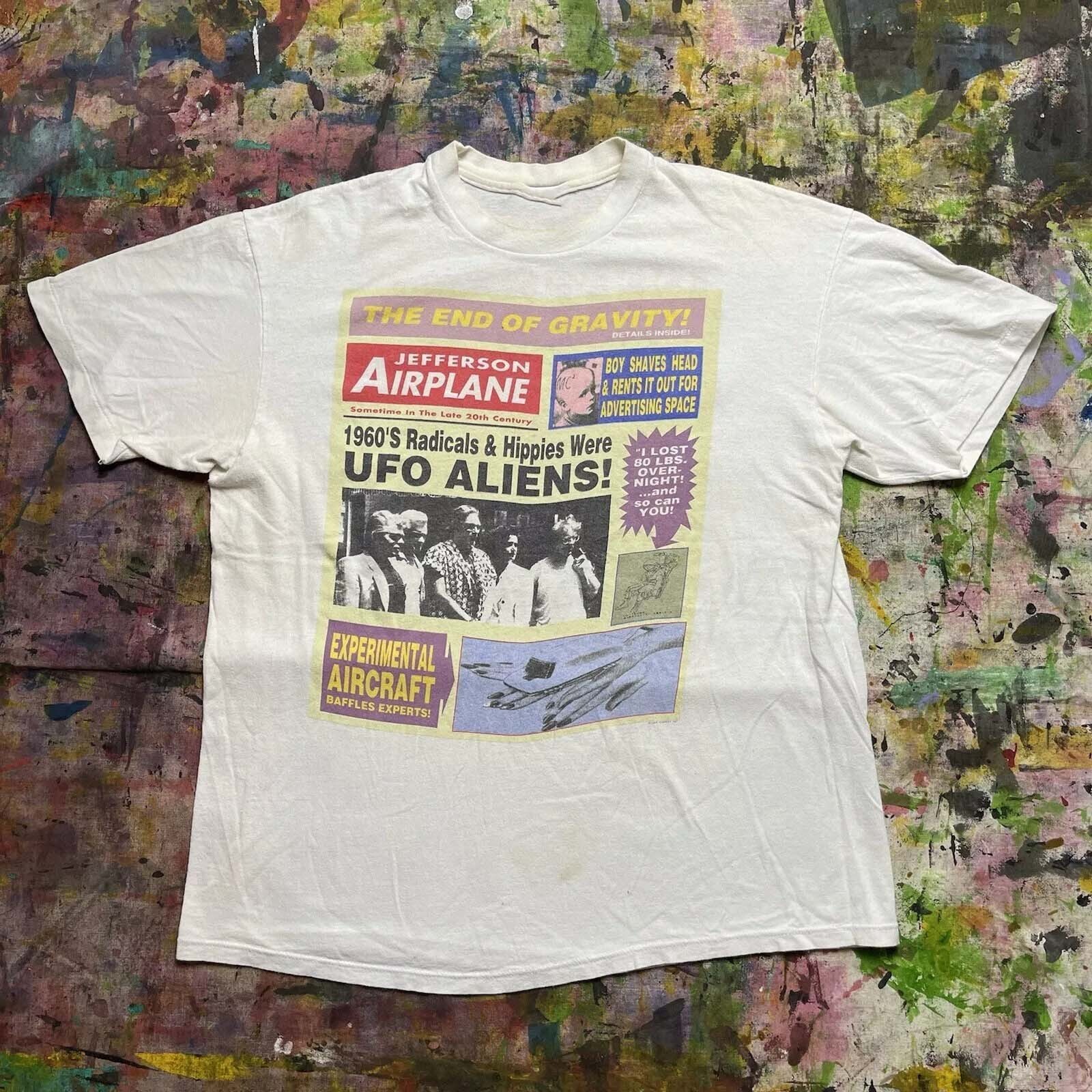 vtg Merry Christmas Jefferson Airplane Band White Full Size Shirt BL537