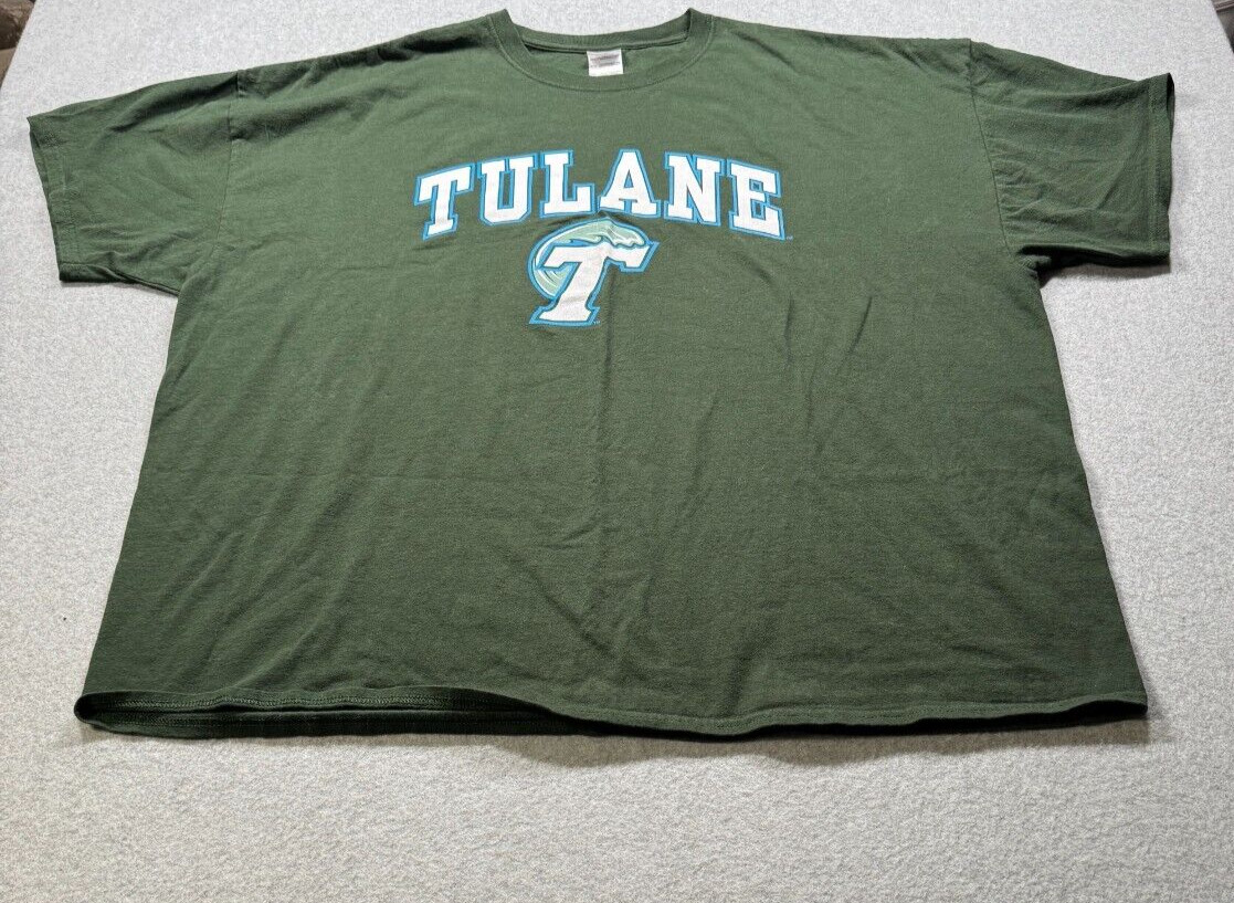 Gildan Mens 4XL Tulane Graphic T-Shirt Hunter Green
