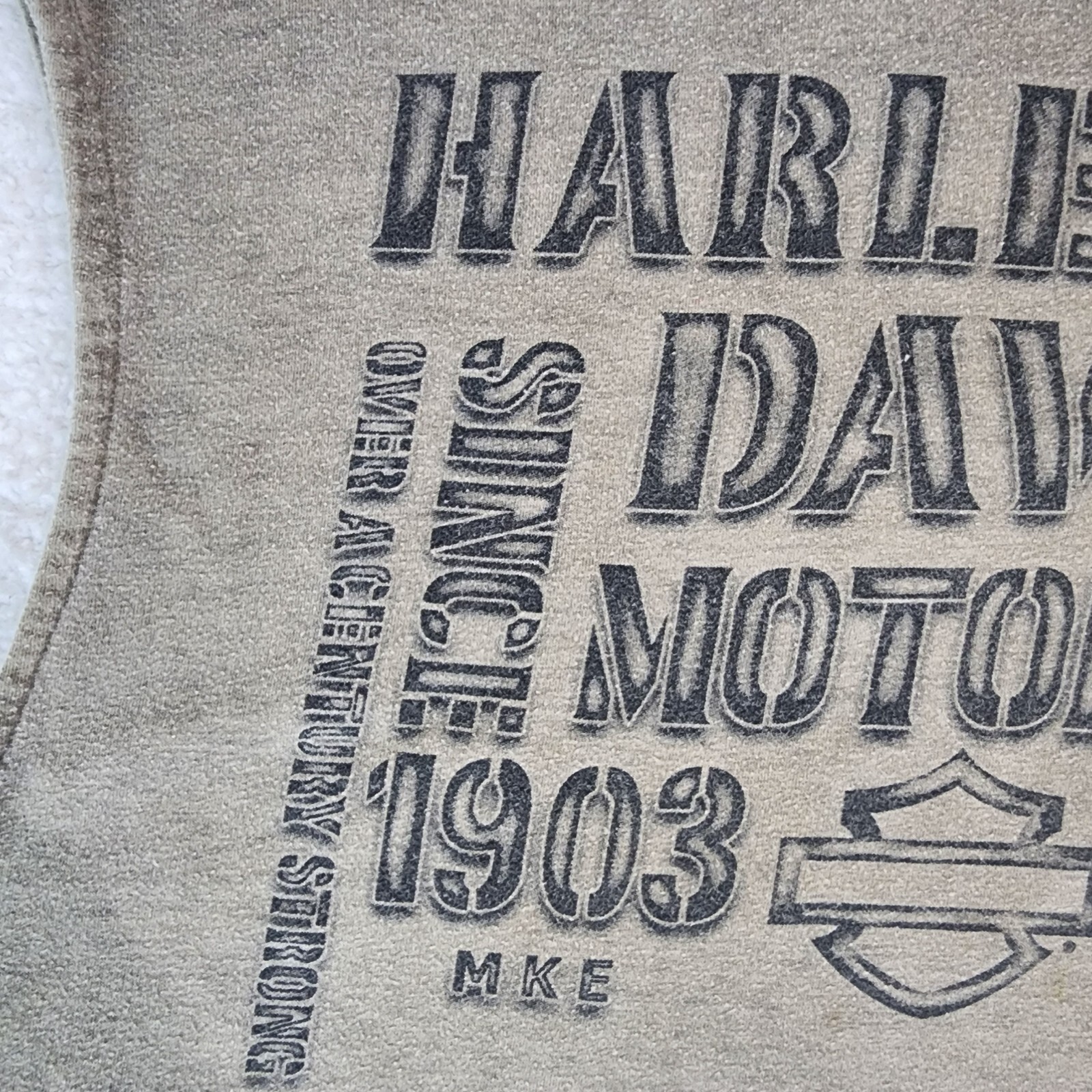 Harley Davidson Mens Sleeveless T-Shirt Large Brown Embroidery Wide Strap #1817